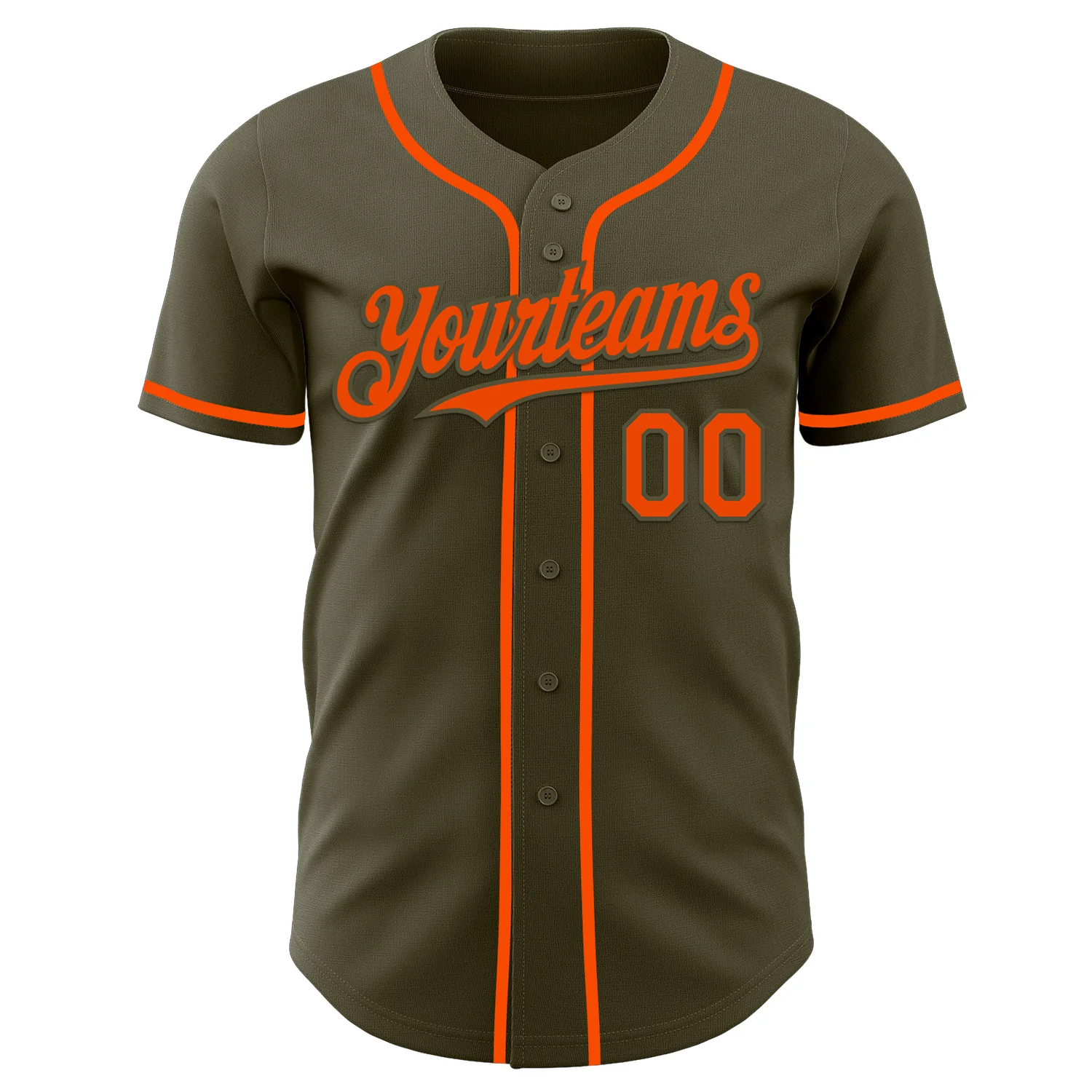 Custom Olive Orange Authentic Salute To Service Baseball Jersey - Image 2