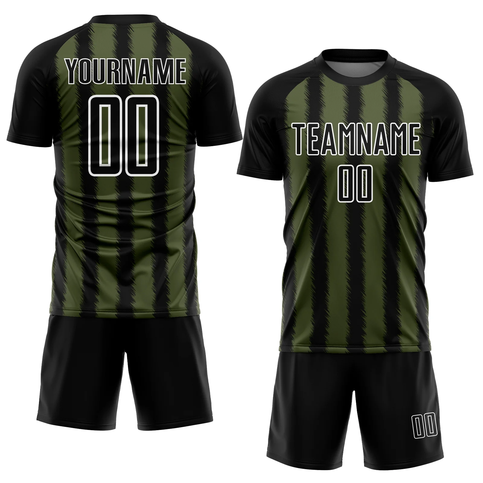 Custom Black Olive-White Line Sublimation Soccer Uniform Jersey - Image 2