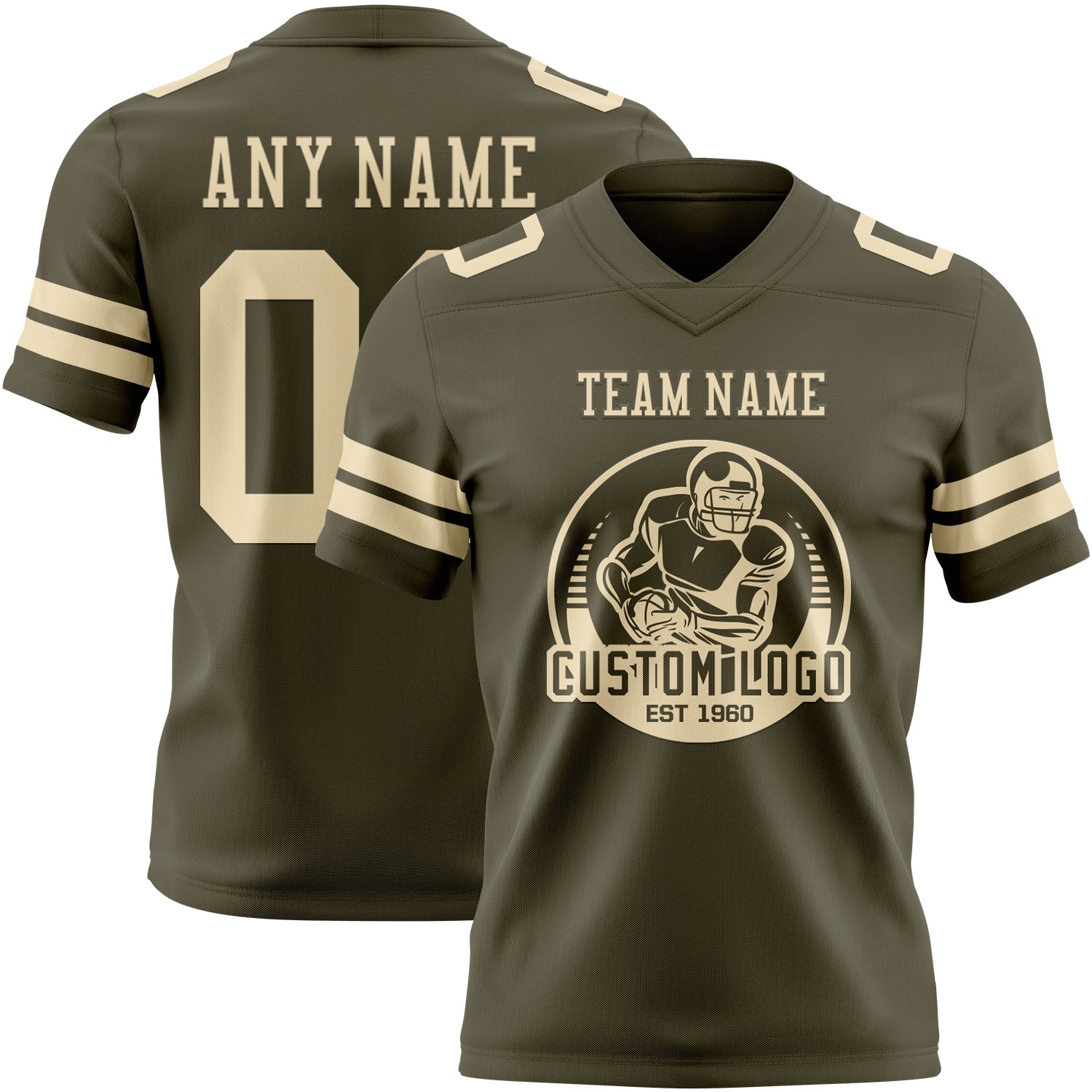 Custom Olive Cream Authentic Salute To Service Football Jersey - Image 2