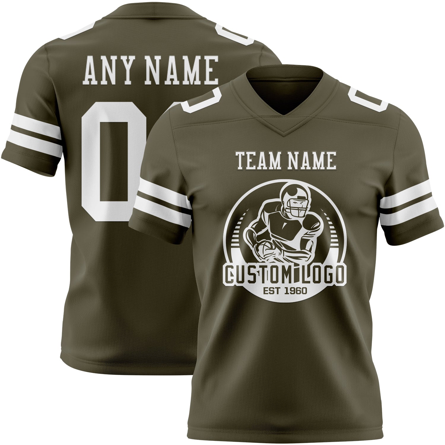 Custom Olive White Authentic Salute To Service Football Jersey - Image 2
