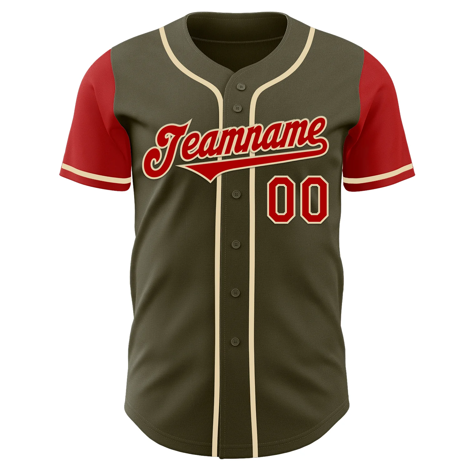 Custom Olive Red-Cream Authentic Two Tone Salute To Service Baseball Jersey - Image 2