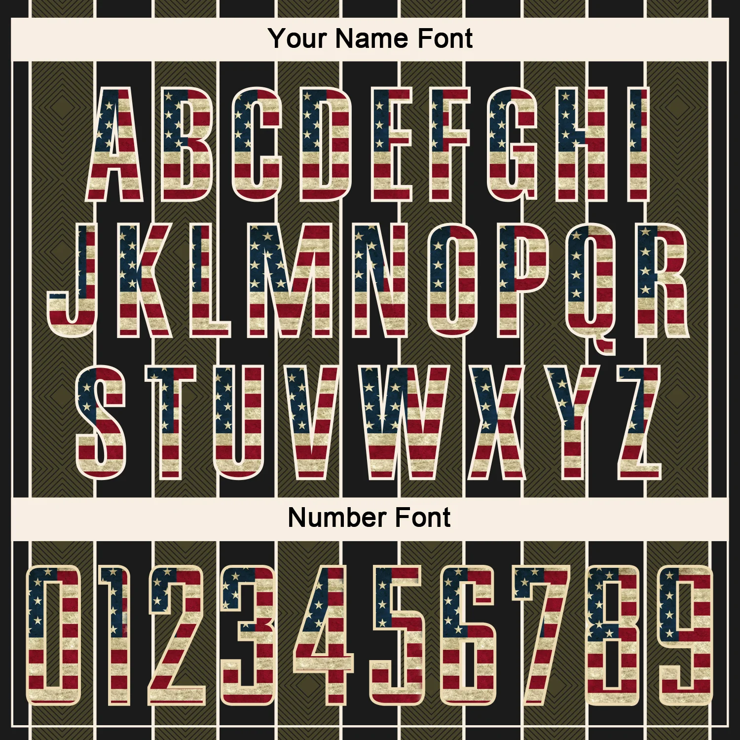 Custom Black Vintage USA Flag Olive-Cream Pinstripe Line Sports Sublimation Soccer Uniform Jersey - Image 6