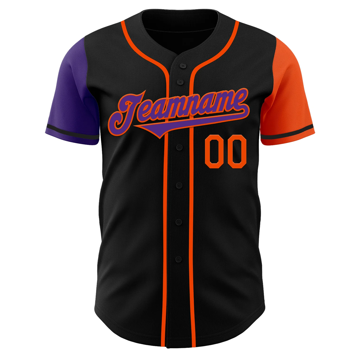 Custom Black Purple-Orange Authentic Two Tone Baseball Jersey - Image 2