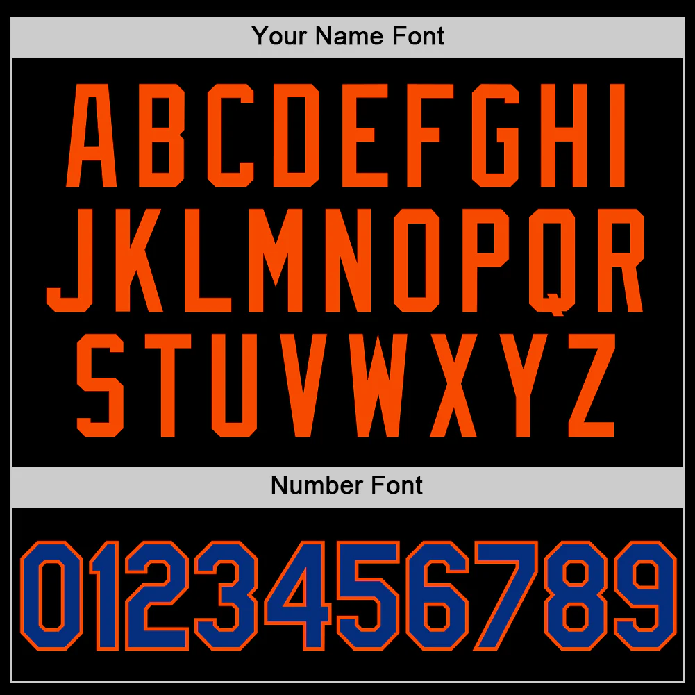 Custom Black Royal-Orange Authentic Throwback Basketball Jersey - Image 4