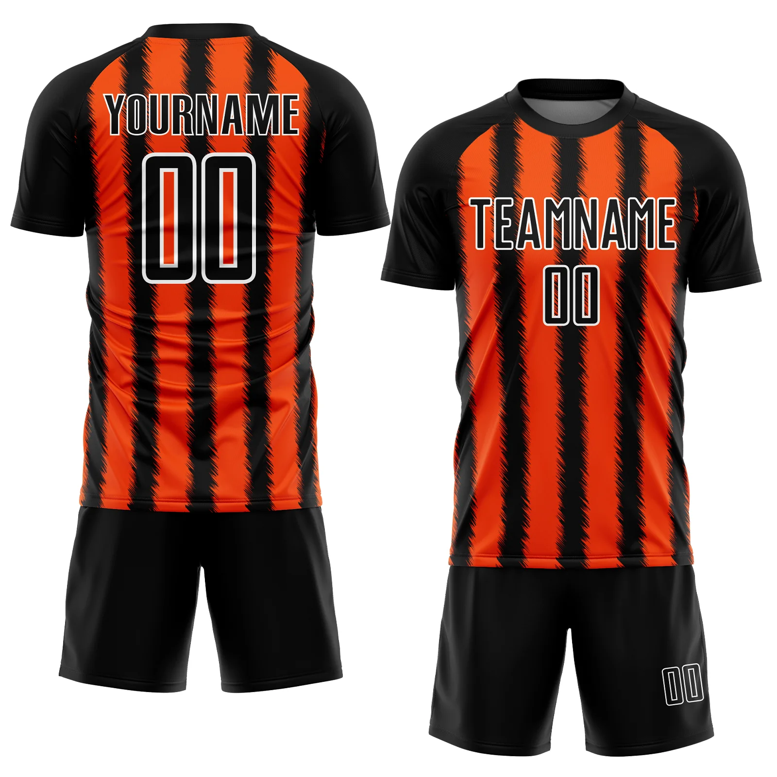 Custom Black Orange-White Line Sublimation Soccer Uniform Jersey - Image 2