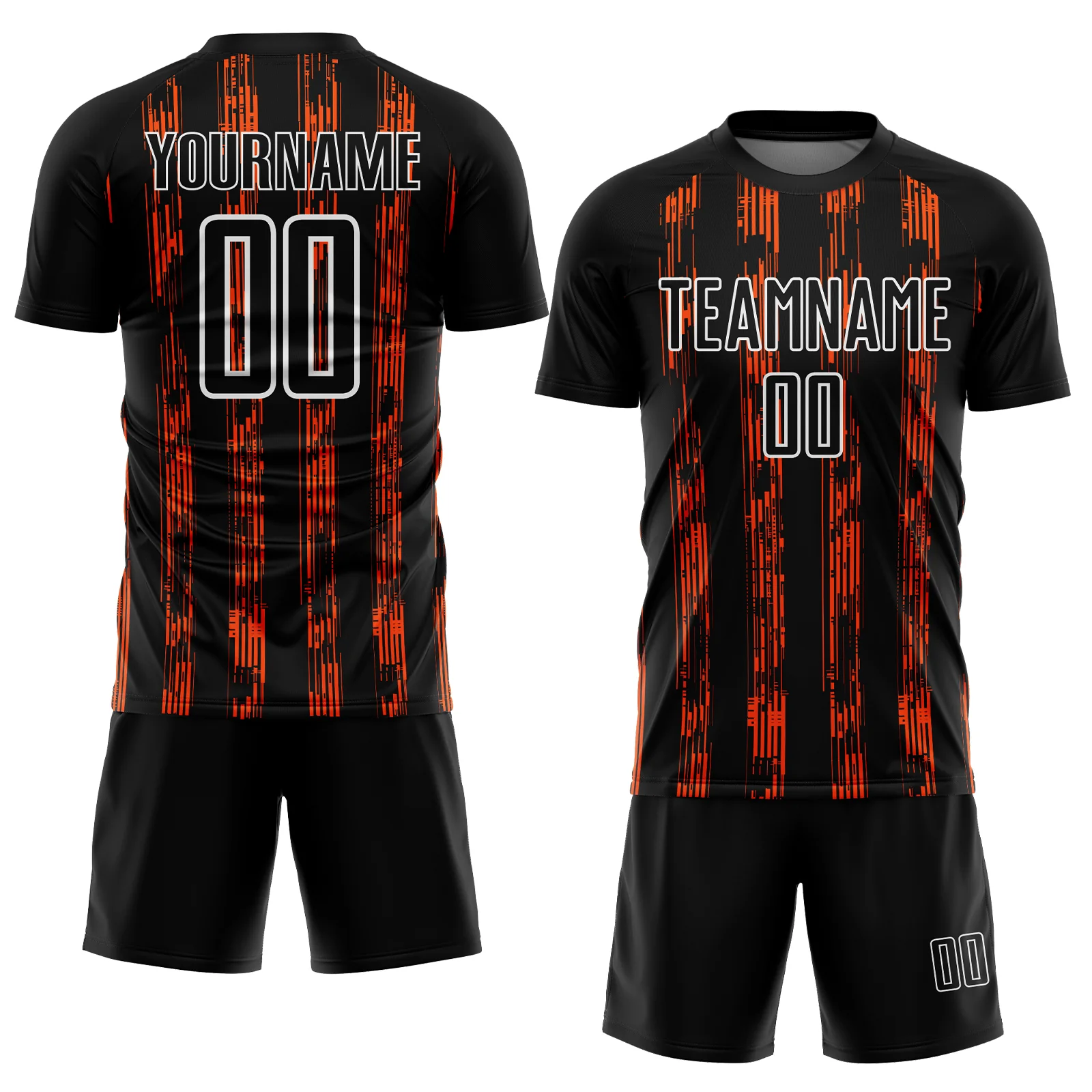 Custom Black Orange-White Line Sublimation Soccer Uniform Jersey - Image 2