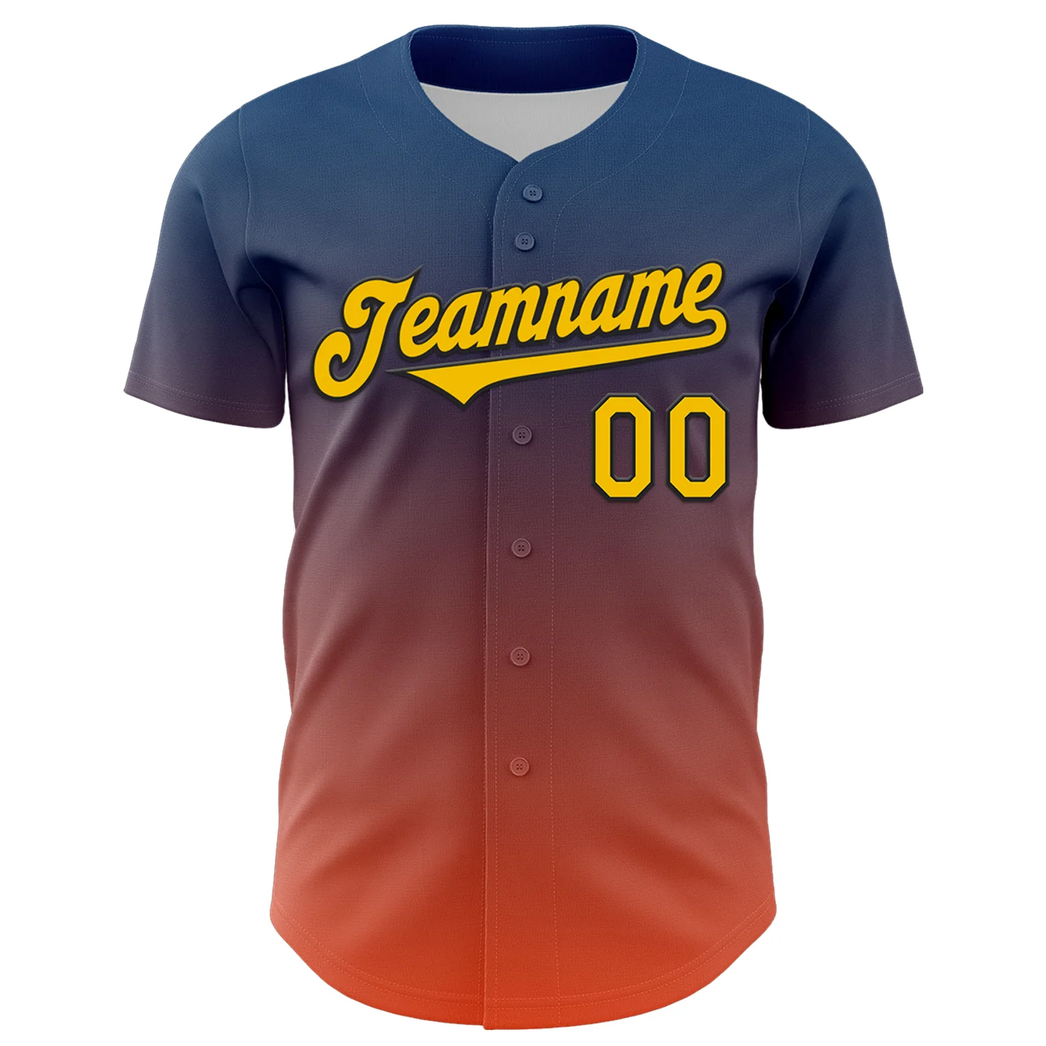 Custom Blue Yellow Orange-Black 3D Geo Law Tiger Ronin Deities Authentic Baseball Jersey - Image 2