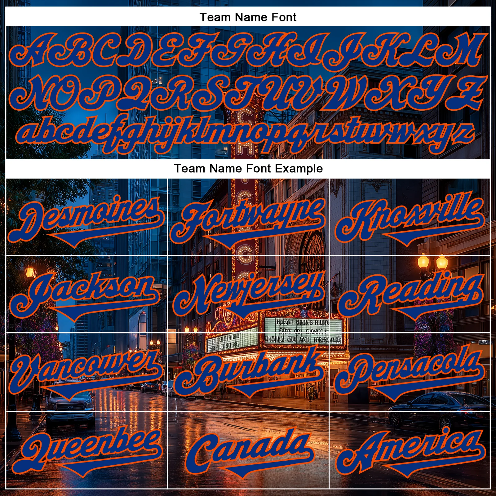 Custom Blue Royal-Orange Chicago Illinois The Theatre Landmark City Symbol Authentic Baseball Jersey - Image 4