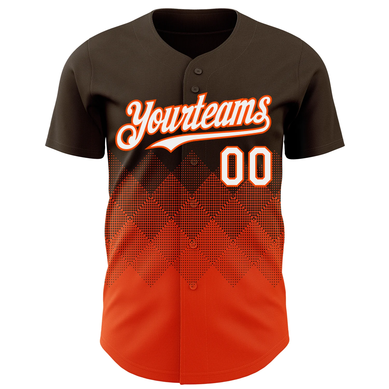 Custom Brown White-Orange 3D Gradient Square Shape Authentic Baseball Jersey - Image 2