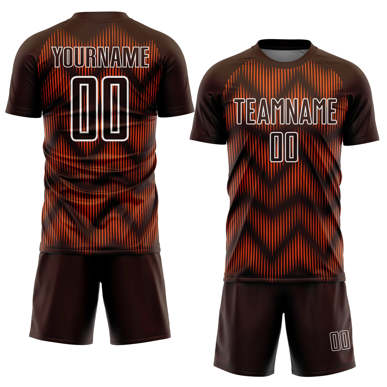 Custom Brown Orange-White Line Sublimation Soccer Uniform Jersey - Image 2