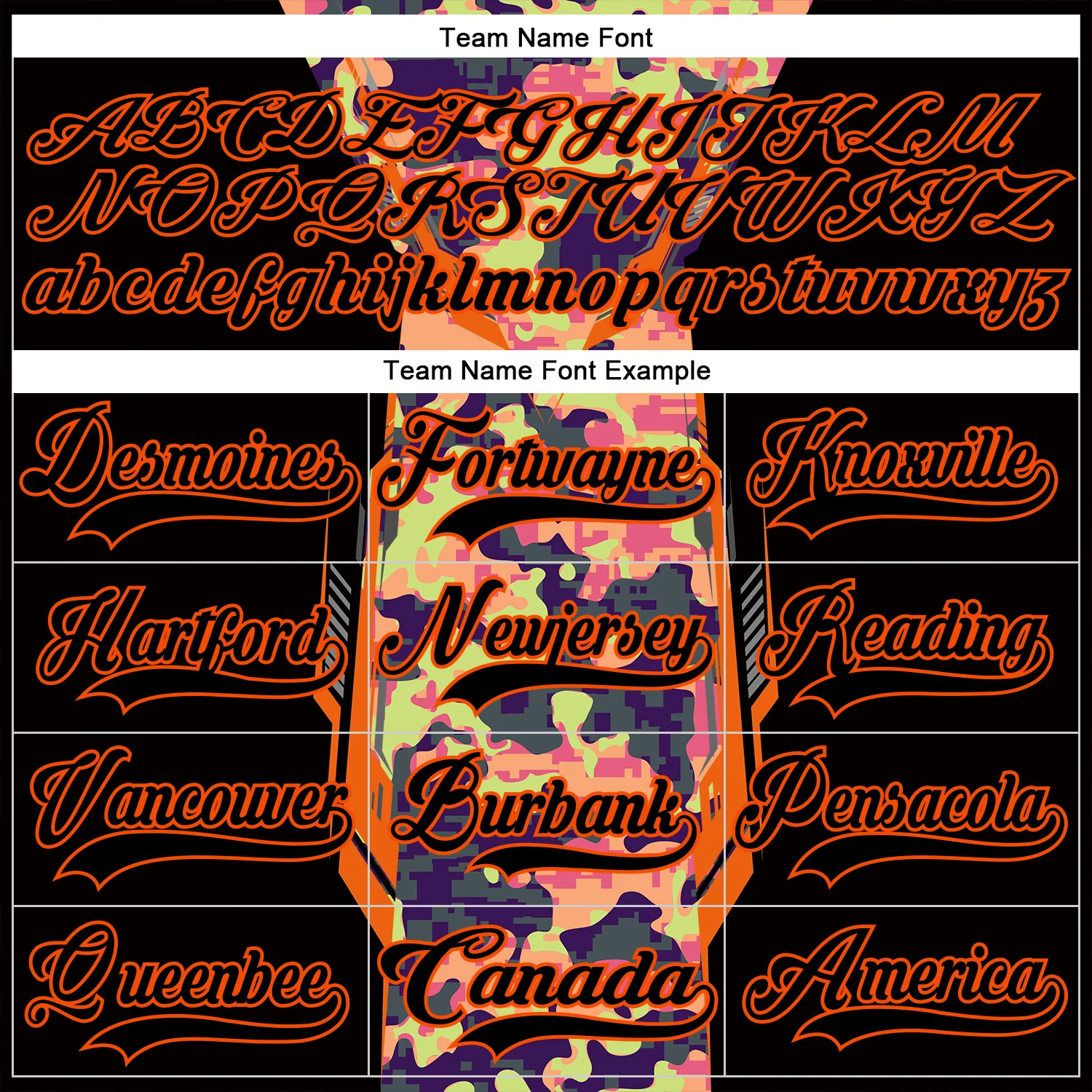 Custom Camo Black-Orange 3D Camouflage Pixel Hockey Lace Neck Jersey - Image 6