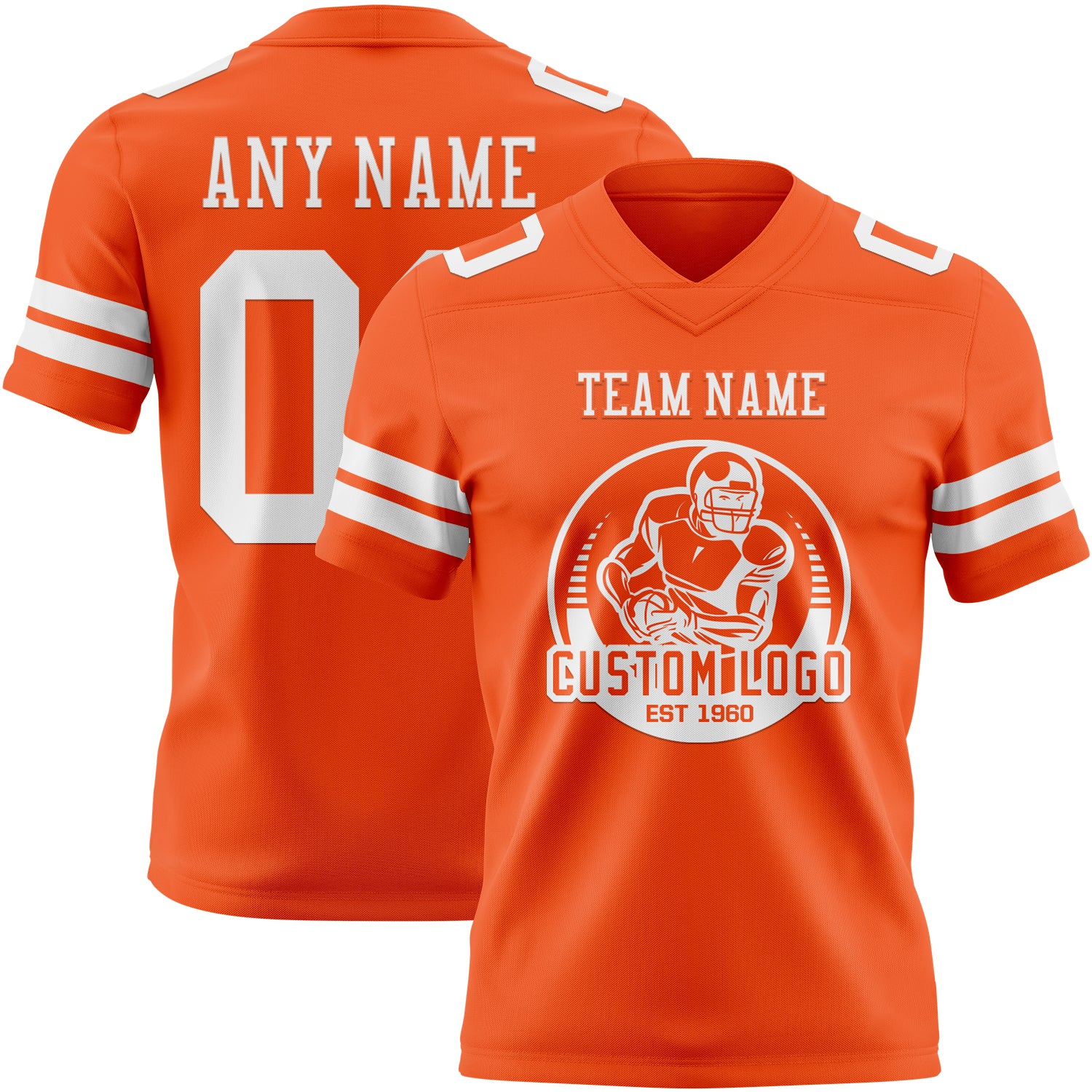 Custom Orange White Authentic Football Jersey - Image 2