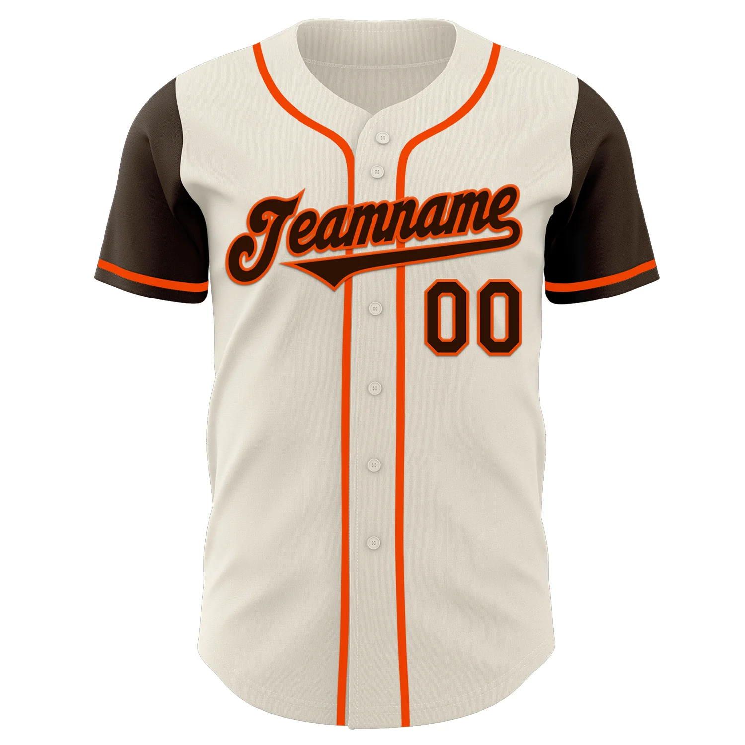 Custom Cream Brown-Orange Authentic Two Tone Baseball Jersey - Image 2
