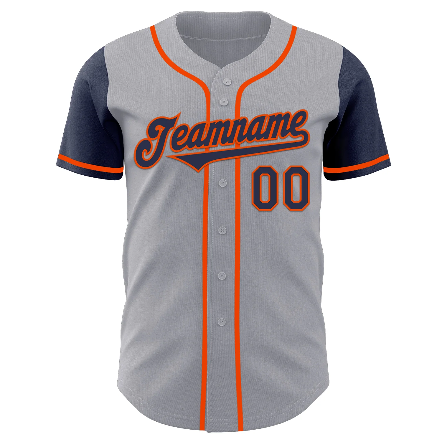 Custom Gray Navy-Orange Authentic Two Tone Baseball Jersey - Image 2