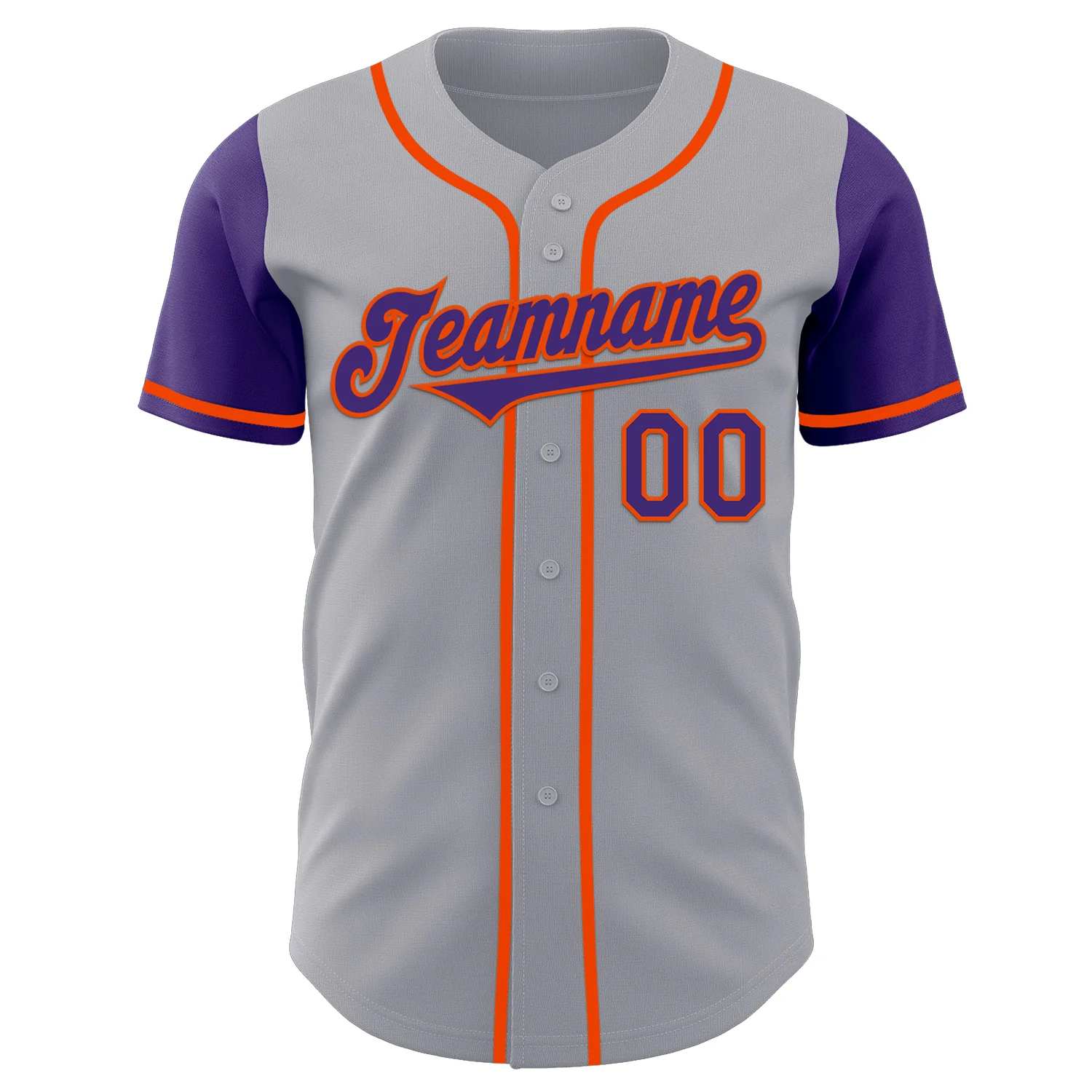Custom Gray Purple-Orange Authentic Two Tone Baseball Jersey - Image 2