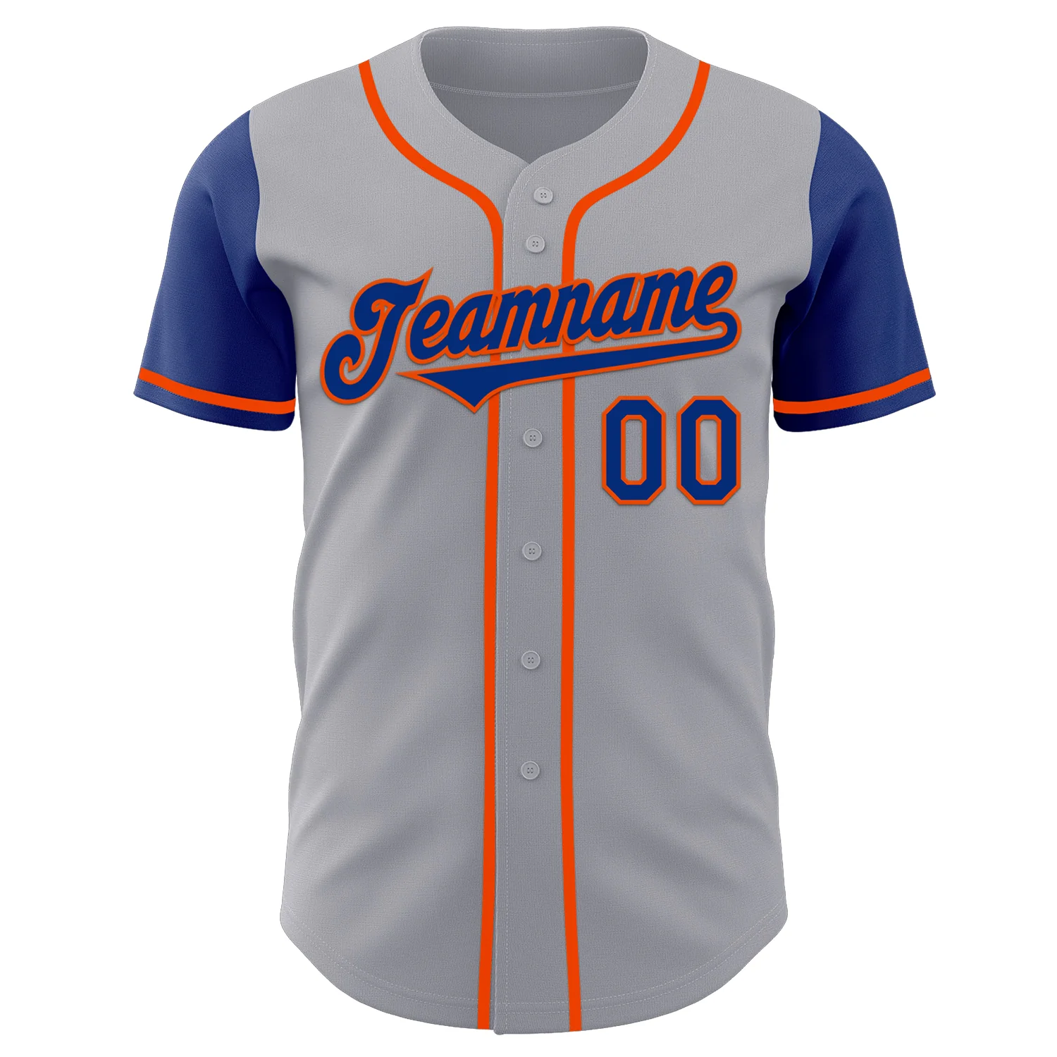 Custom Gray Royal-Orange Authentic Two Tone Baseball Jersey - Image 2