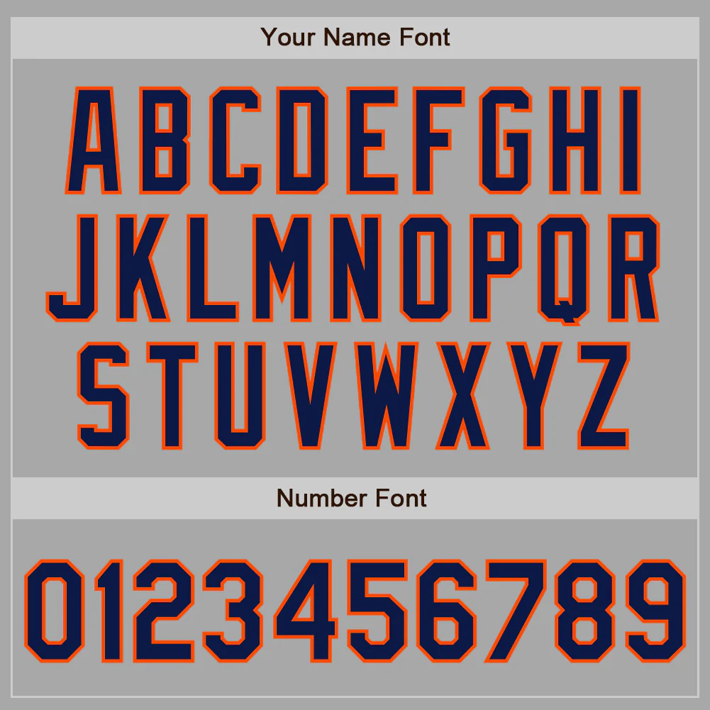 Custom Stitched Gray Navy-Orange Baseball Pullover Sweatshirt Hoodie - Image 4