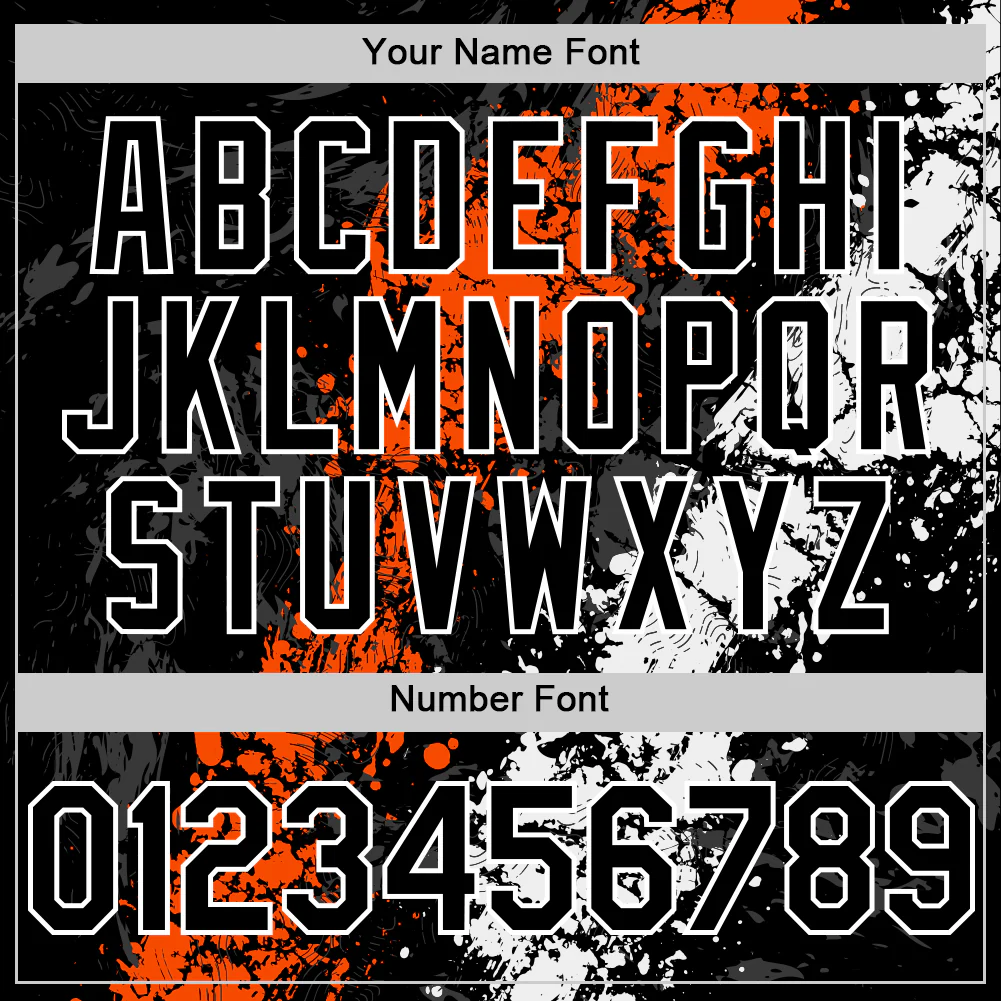 Custom Black Orange-White Splash Art 3D Pattern Design Bomber Full-Snap Varsity Letterman Hoodie Jacket - Image 6