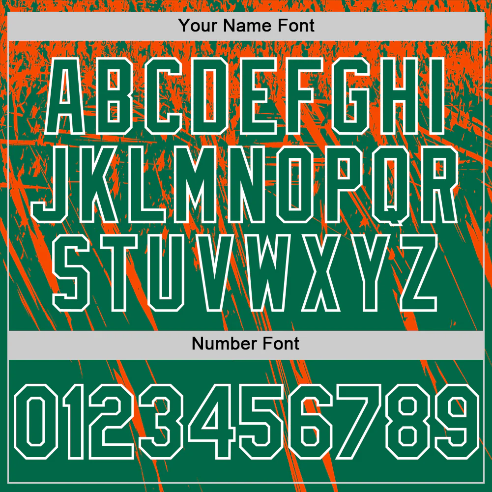 Custom Kelly Green Orange-White Distressed Scratch Brush Stroke Authentic Baseball Jersey - Image 5