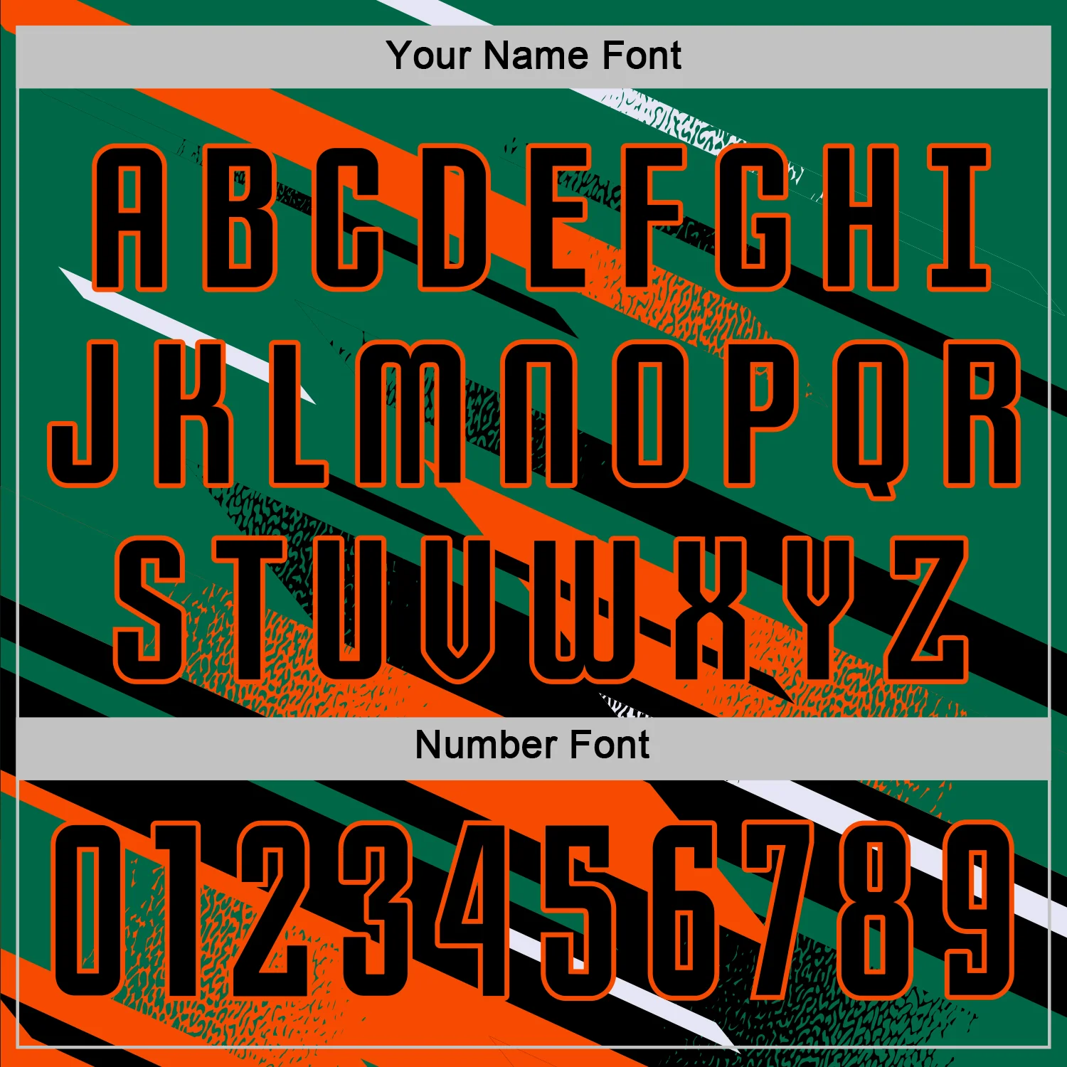 Custom Kelly Green Black Orange-White Grunge Stripe And Grainy Sports Sublimation Soccer Uniform Jersey - Image 6