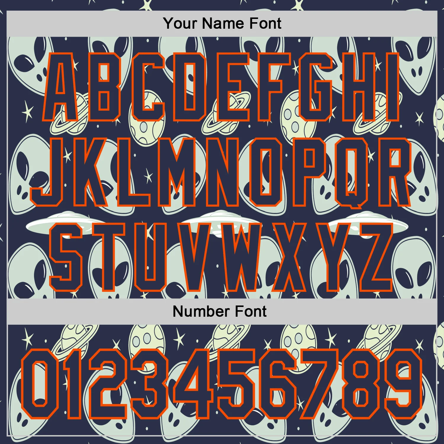 Custom Navy Orange Alien UFO Space Authentic Baseball Jersey - Image 5