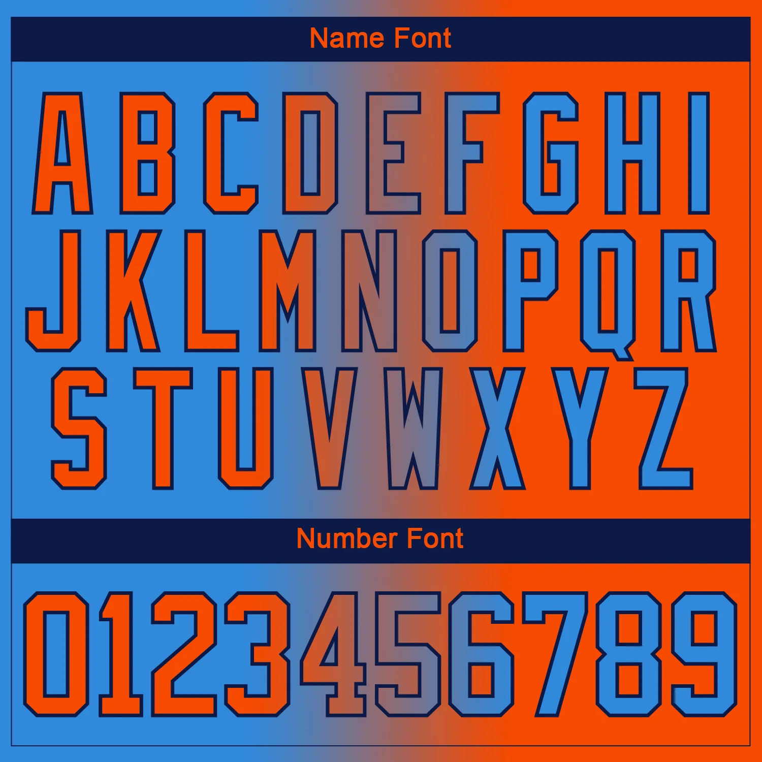 Custom Powder Blue Orange-Navy Gradient Fashion Hockey Lace Neck Jersey - Image 7
