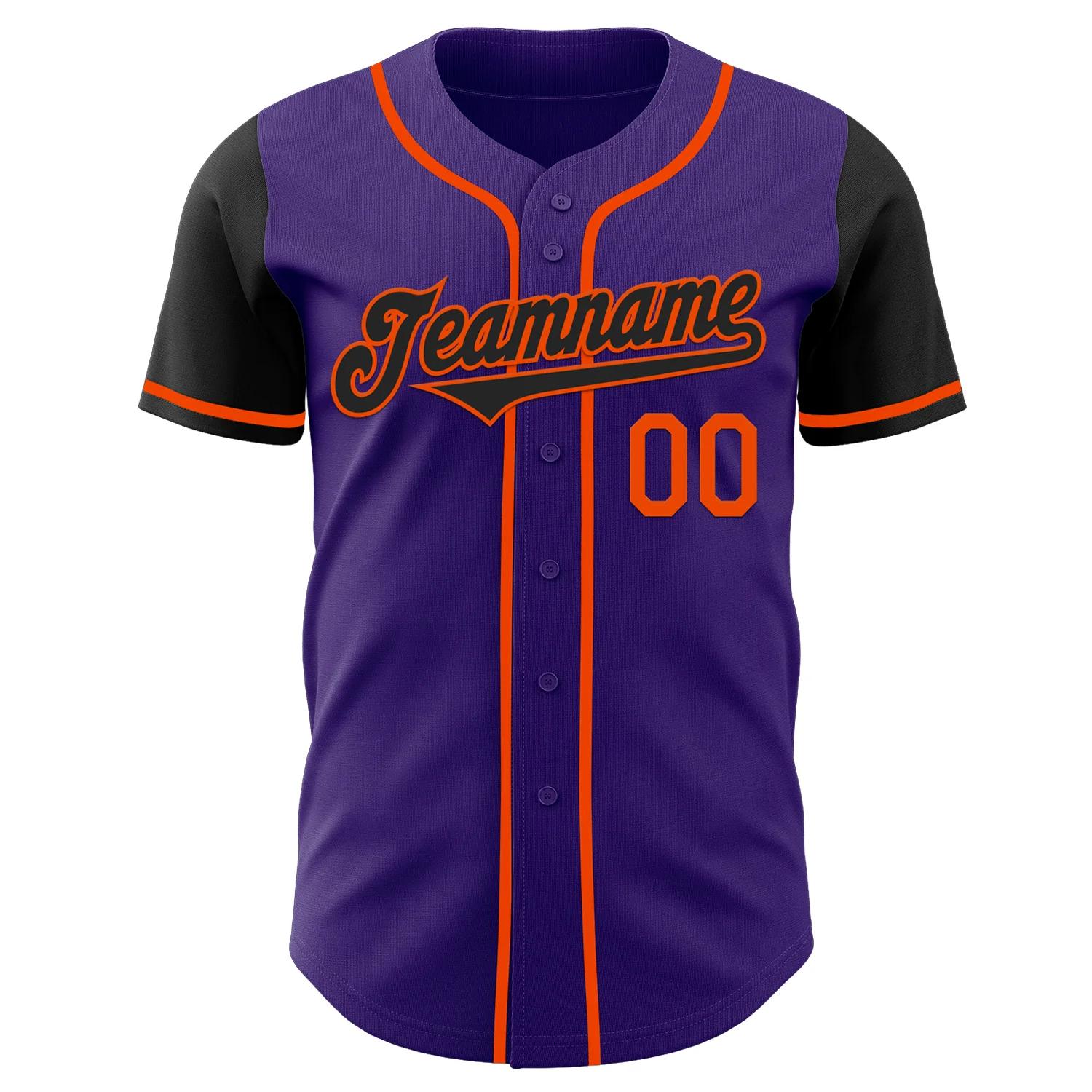 Custom Purple Black-Orange Authentic Two Tone Baseball Jersey - Image 2