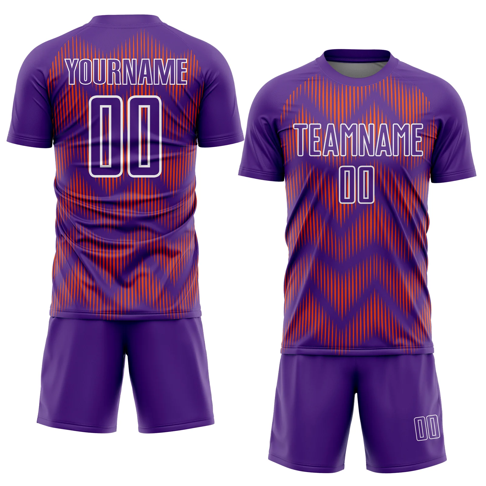 Custom Purple Orange-White Line Sublimation Soccer Uniform Jersey - Image 2