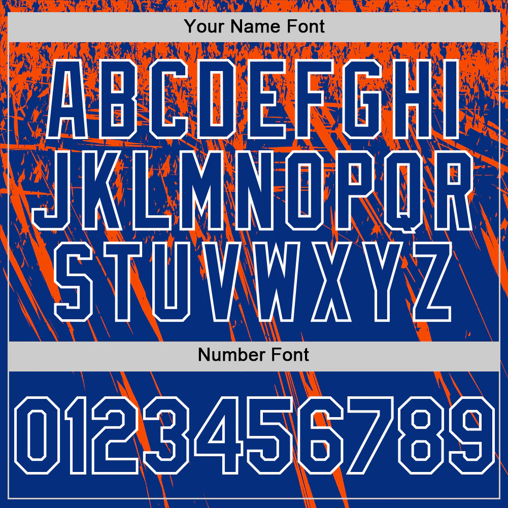 Custom Royal Orange-White Distressed Scratch Brush Stroke Authentic Baseball Jersey - Image 5