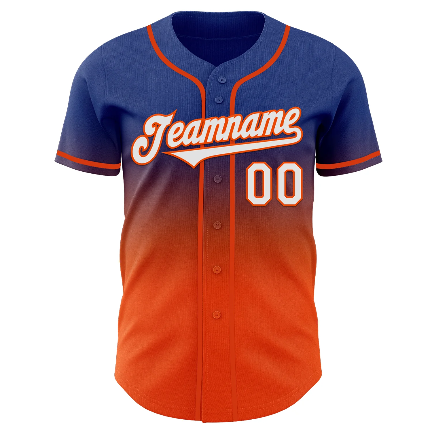 Custom Royal White-Orange Authentic Fade Fashion Baseball Jersey - Image 2