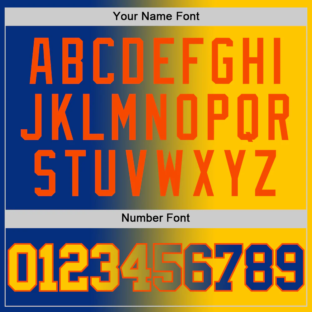 Custom Royal Yellow-Orange Authentic Gradient Fashion Basketball Jersey - Image 5