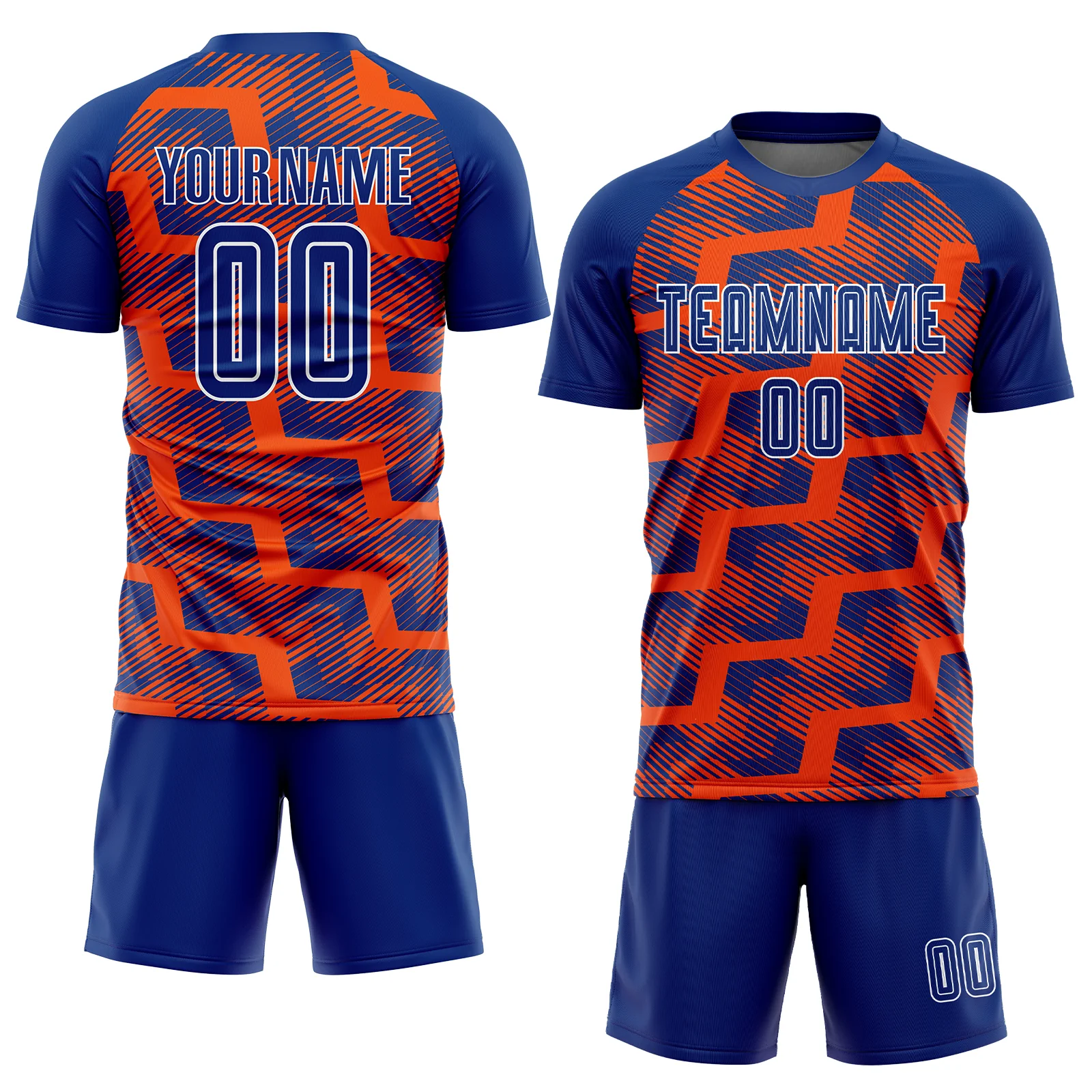 Custom Royal Orange-White Line Sublimation Soccer Uniform Jersey - Image 2