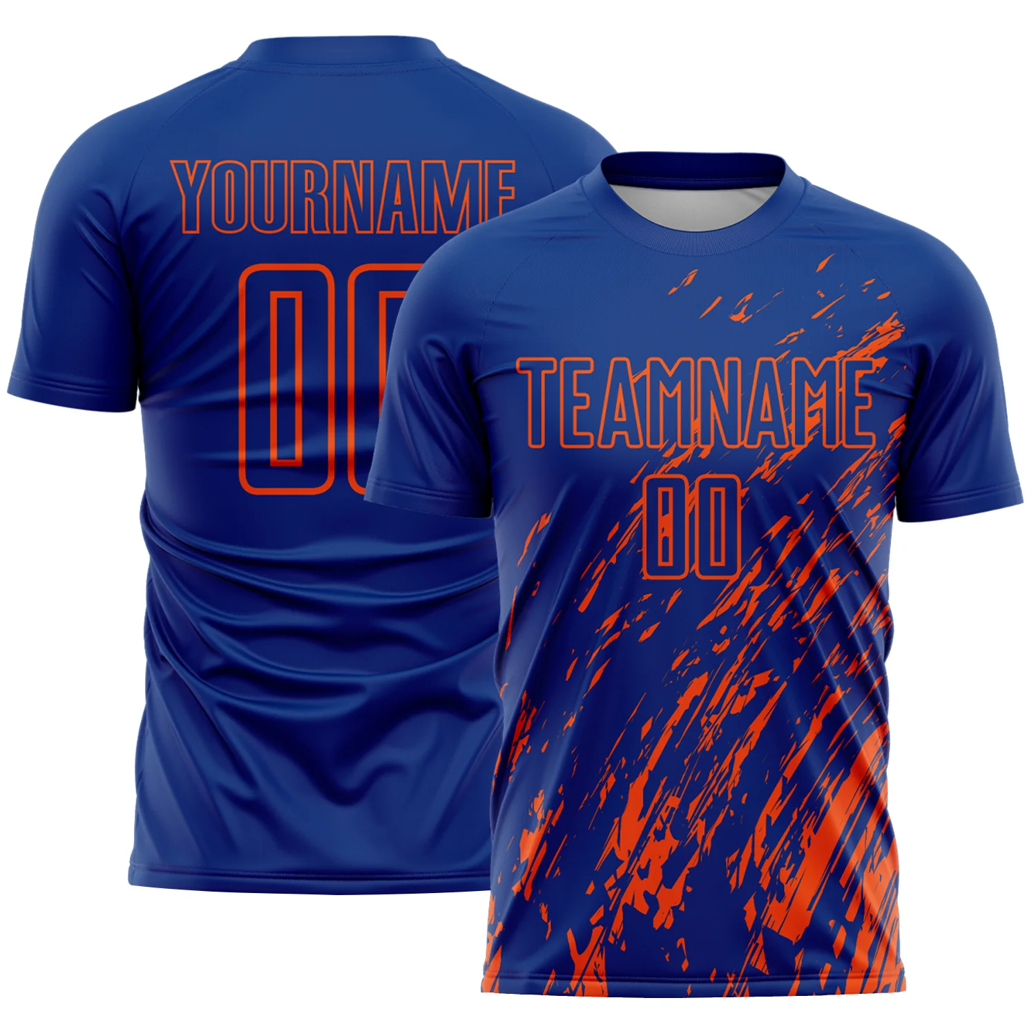 Custom Royal Orange Splash Sublimation Soccer Uniform Jersey