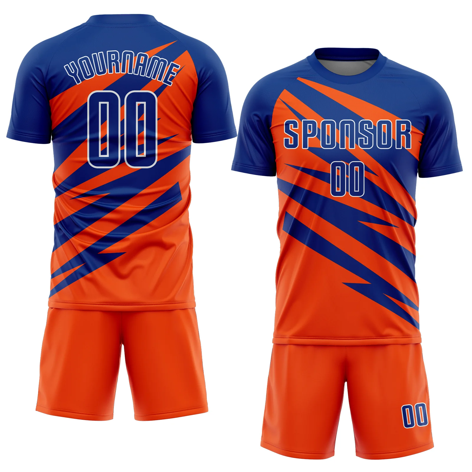 Custom Royal Orange-White Abstract Line Sports Sublimation Soccer Uniform Jersey - Image 2