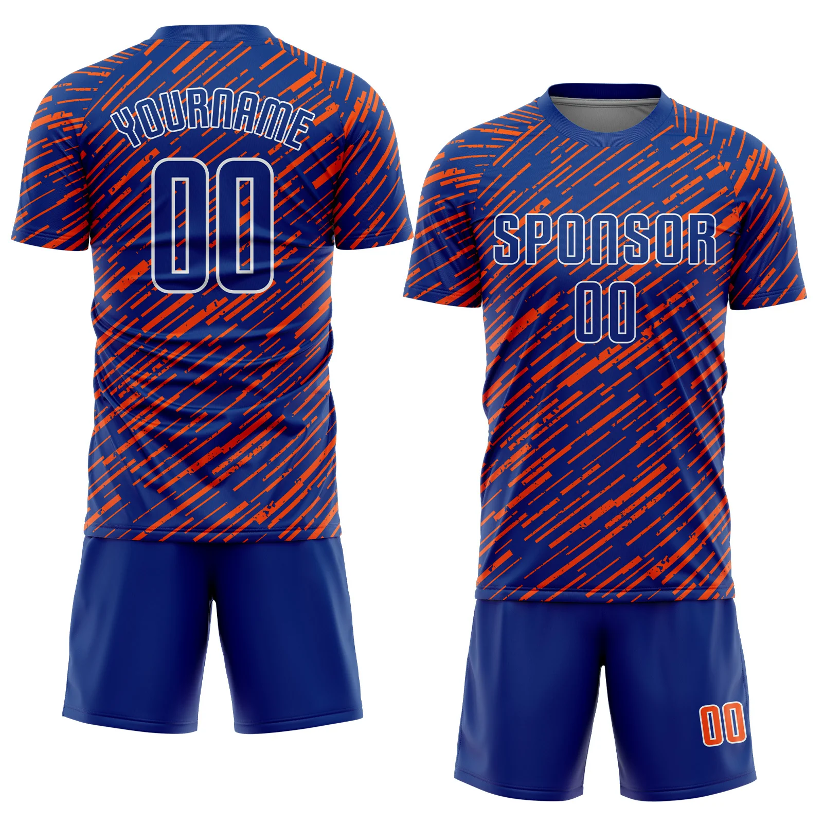 Custom Royal Orange-White Line Sports Sublimation Soccer Uniform Jersey - Image 2