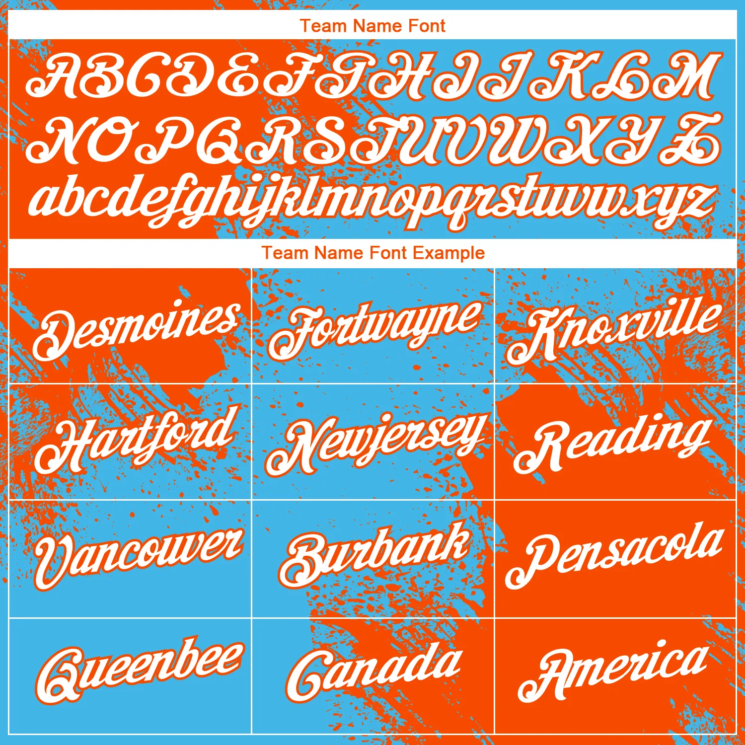 Custom Sky Blue White-Orange 3D Pattern Design Abstract Brush Stroke Performance T-Shirt - Image 3