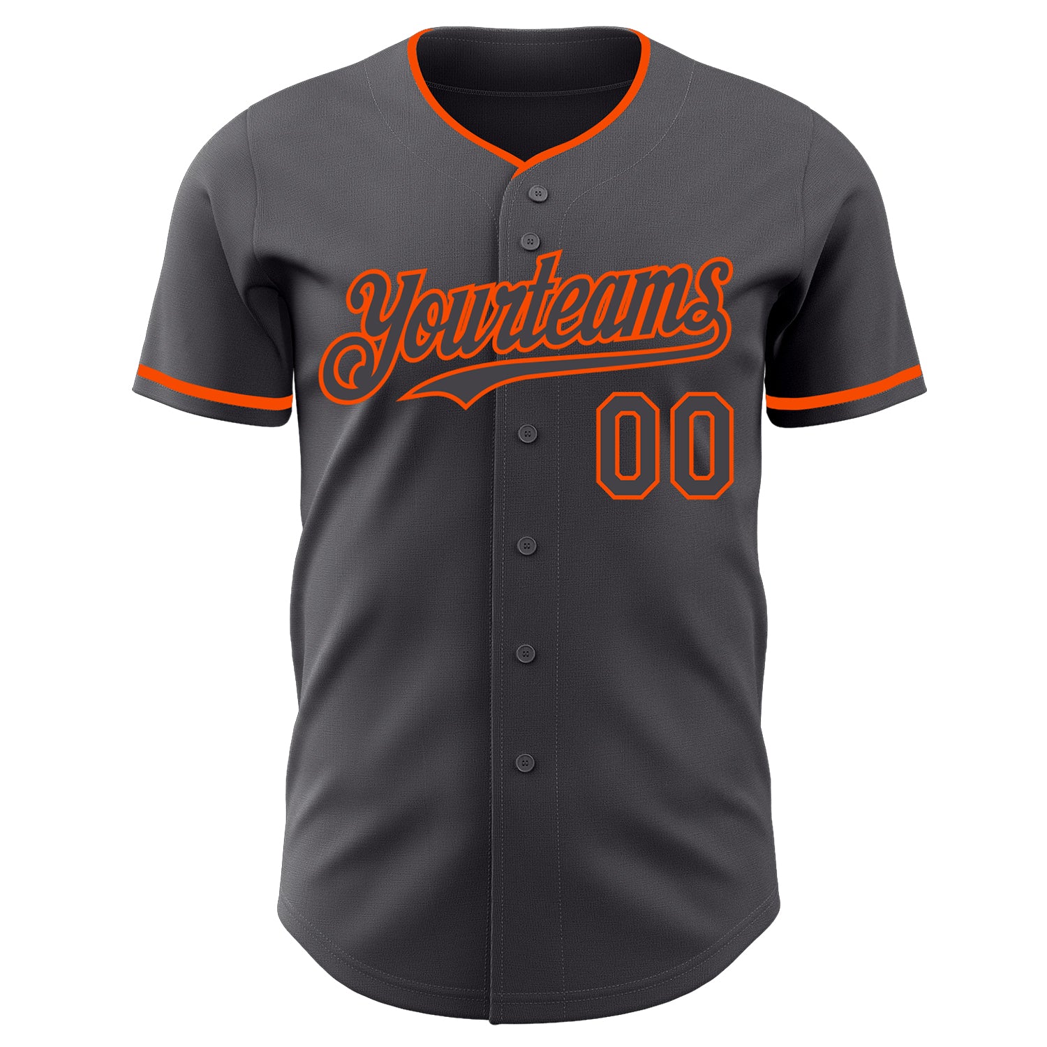 Custom Steel Gray Orange Authentic Baseball Jersey - Image 2