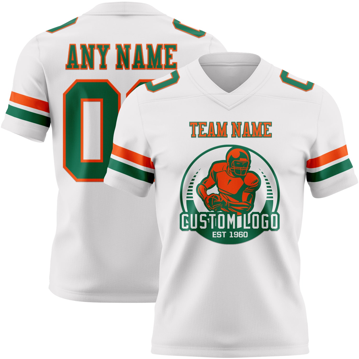 Custom White Kelly Green-Orange Authentic Football Jersey - Image 2