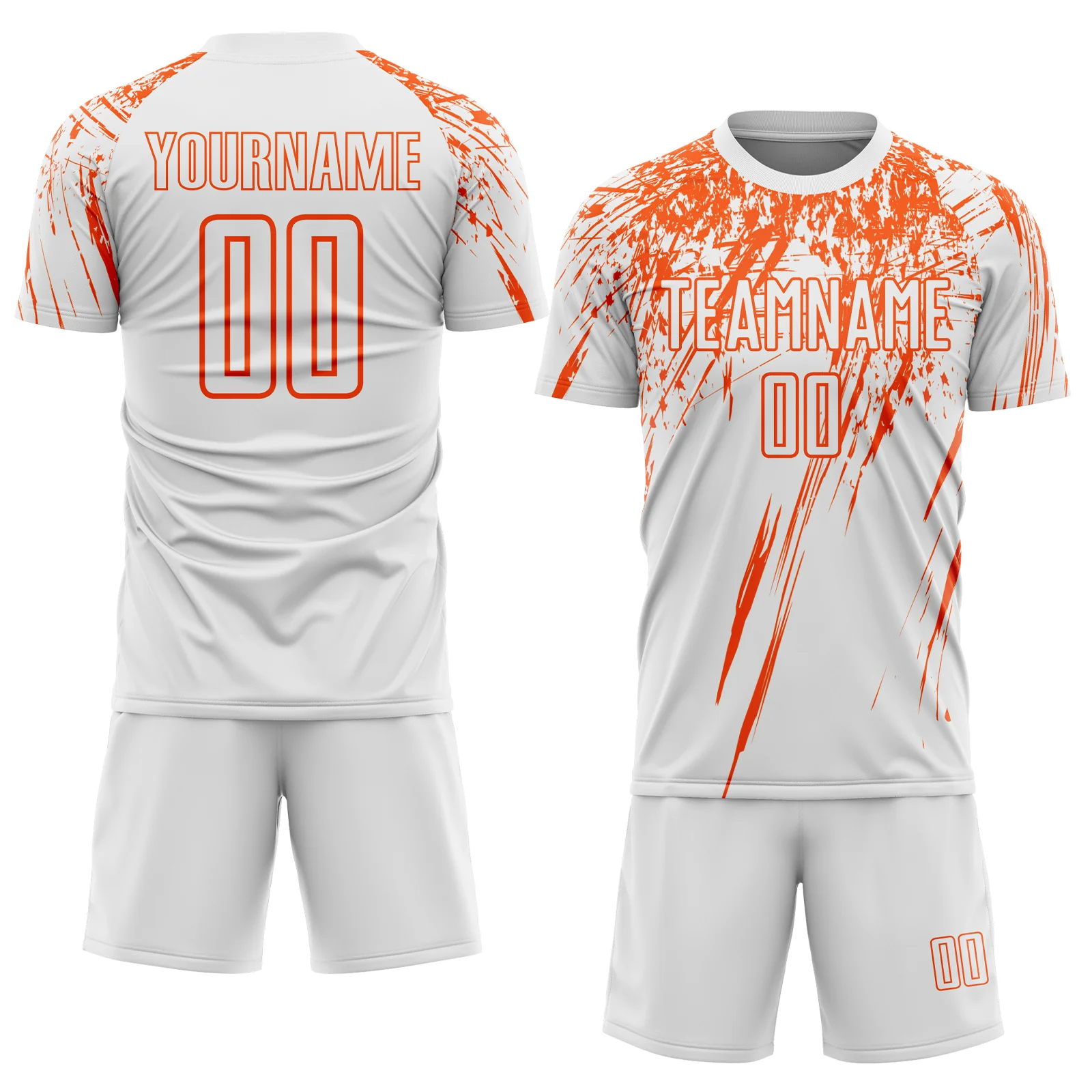 Custom White Orange Splash Sports Sublimation Soccer Uniform Jersey - Image 2