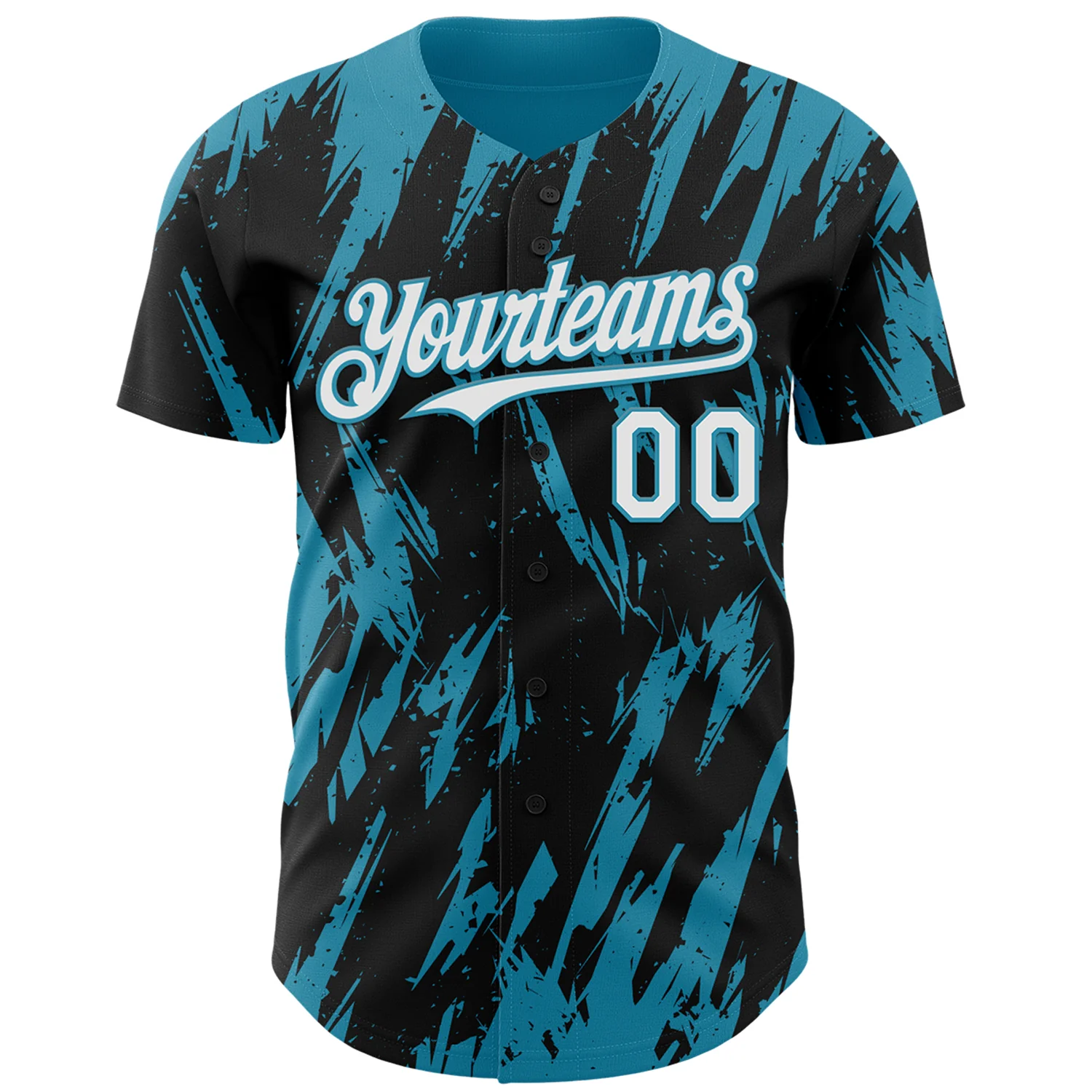 Custom Black White-Panther Blue Splatter Torn Sharp Brush Stroke Authentic Baseball Jersey - Image 2