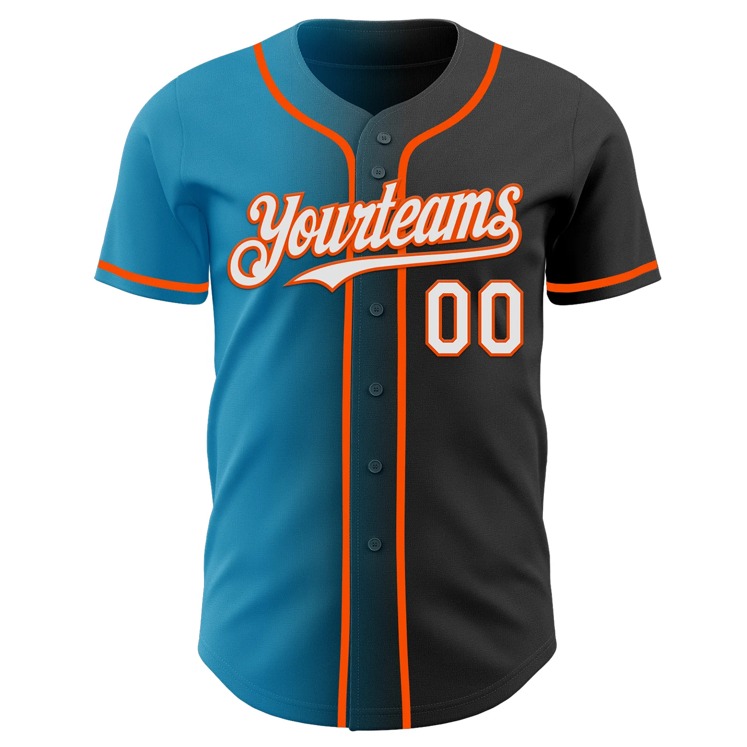 Custom Black White Panther Blue-Orange Authentic Gradient Fashion Baseball Jersey - Image 2