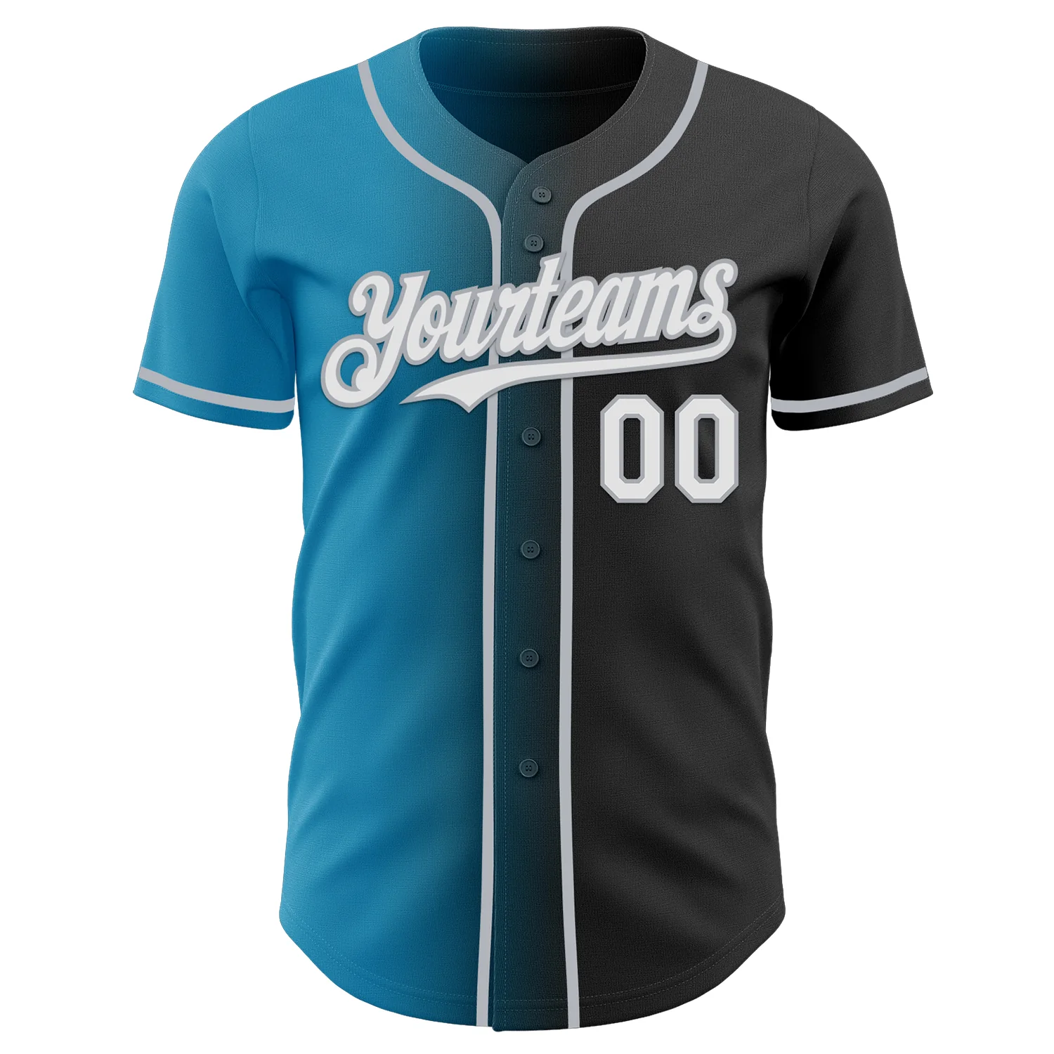 Custom Black White Panther Blue-Gray Authentic Gradient Fashion Baseball Jersey - Image 2