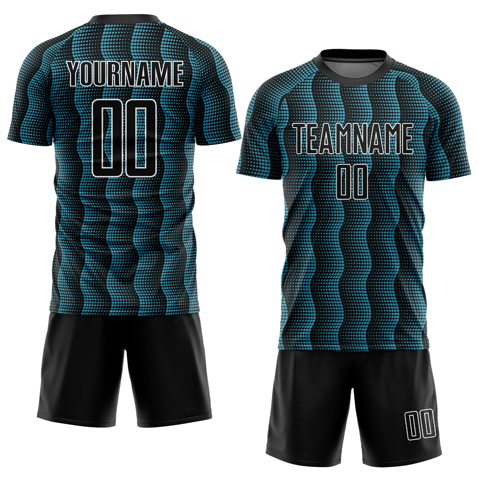 Custom Black Panther Blue-White Geometric Shape Sublimation Soccer Uniform Jersey - Image 2