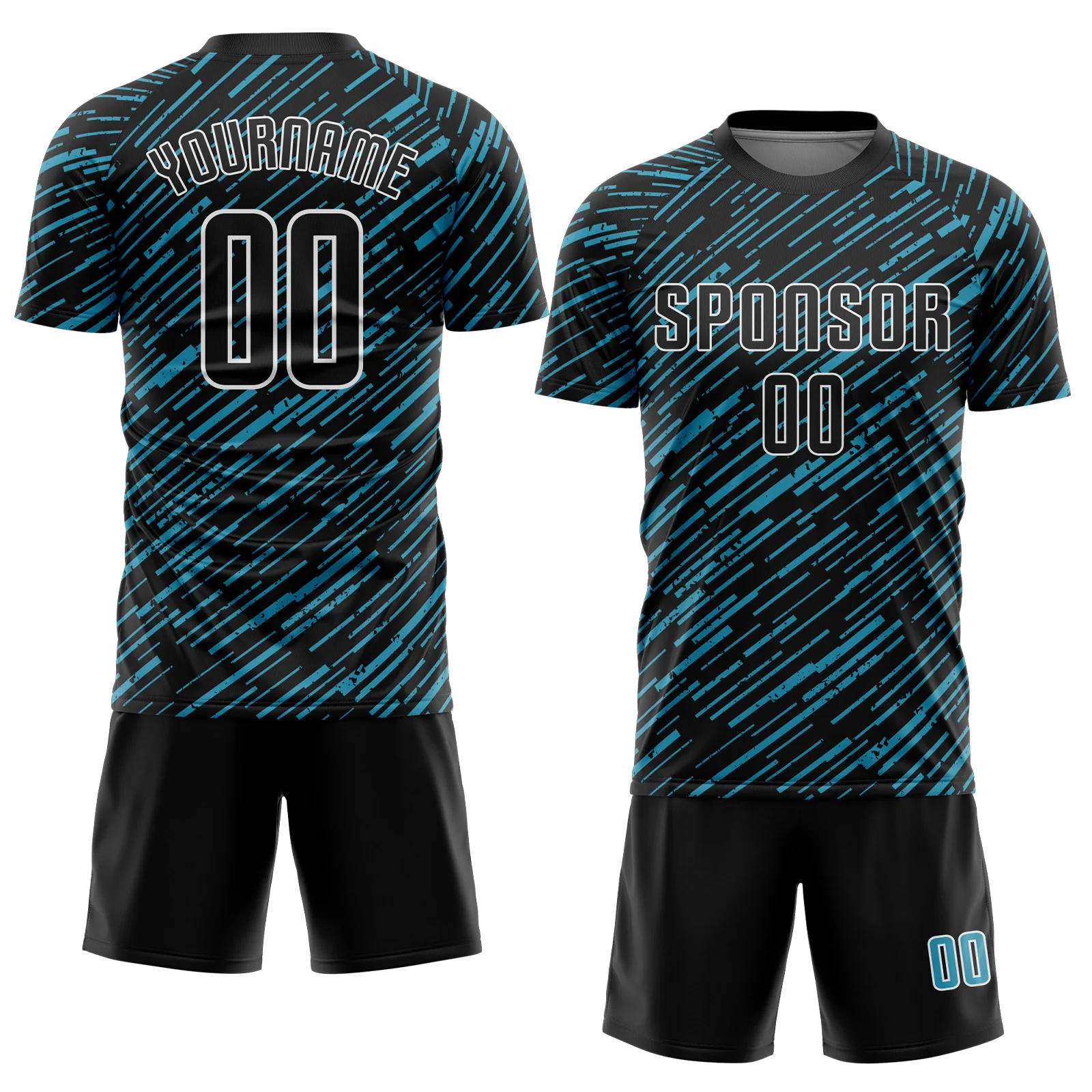 Custom Black Panther Blue-White Line Sports Sublimation Soccer Uniform Jersey - Image 2