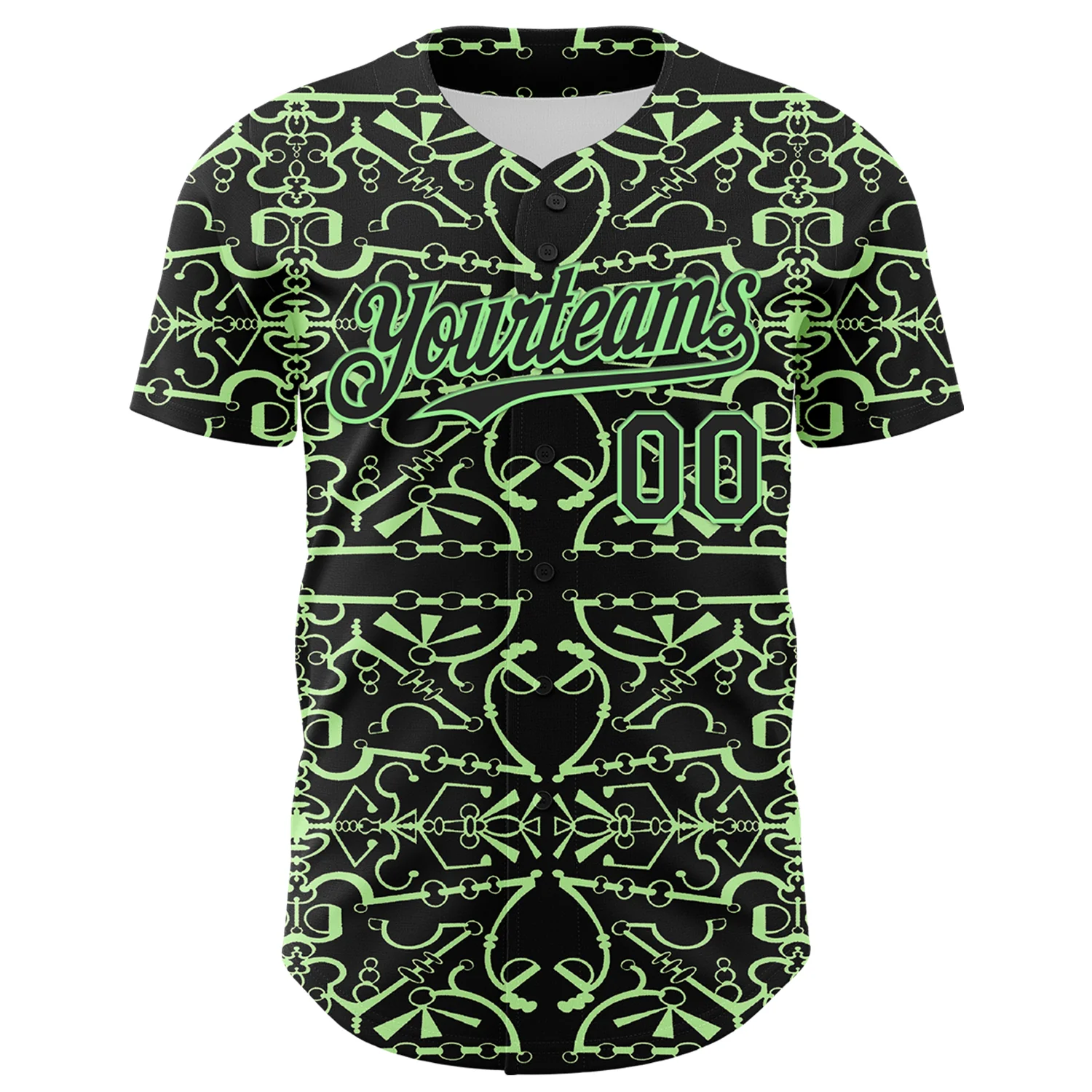 Custom Black Pea Green 3D KYLMAX HUBTUHAN Authentic Baseball Jersey - Image 2