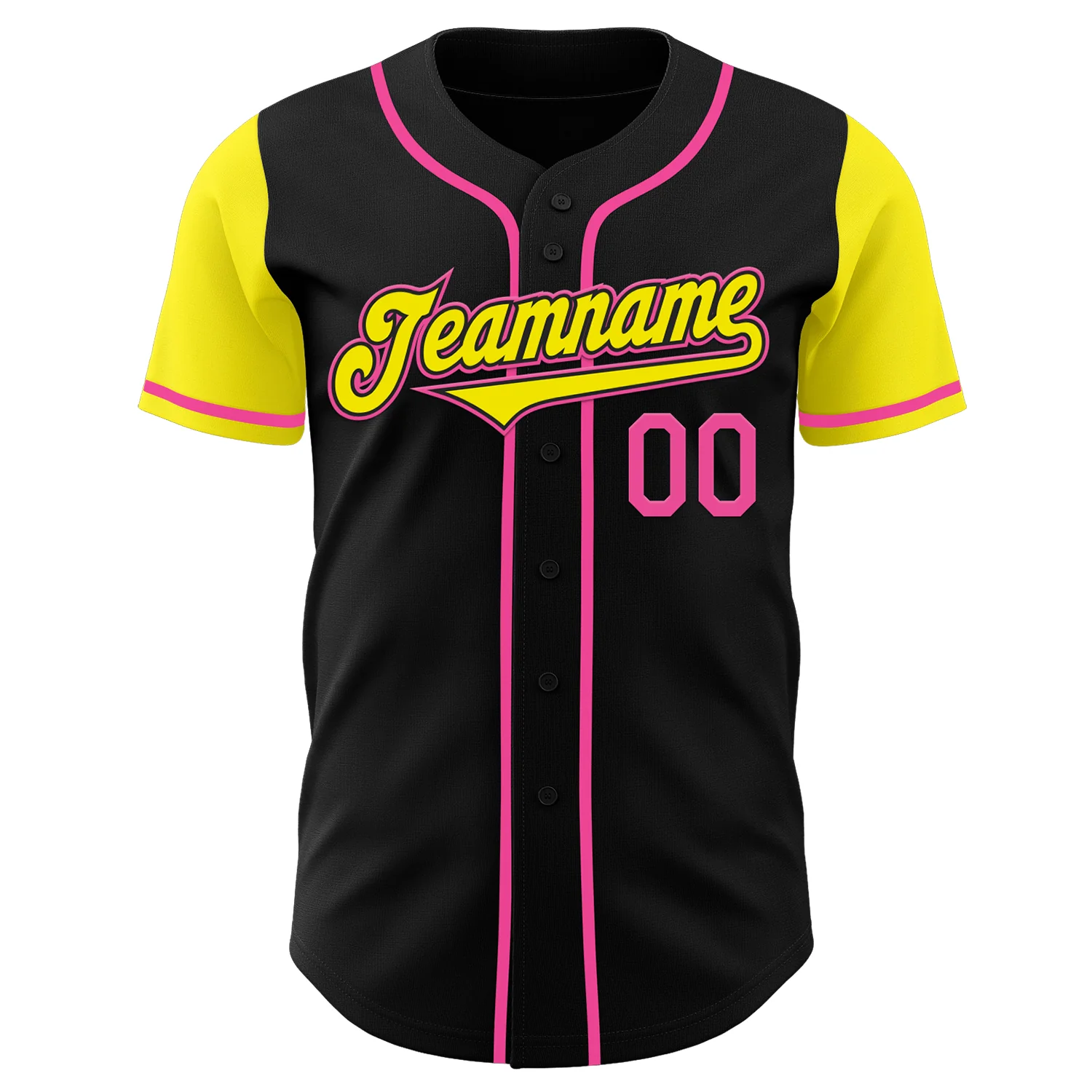 Custom Black Light Yellow-Pink Authentic Two Tone Baseball Jersey - Image 2