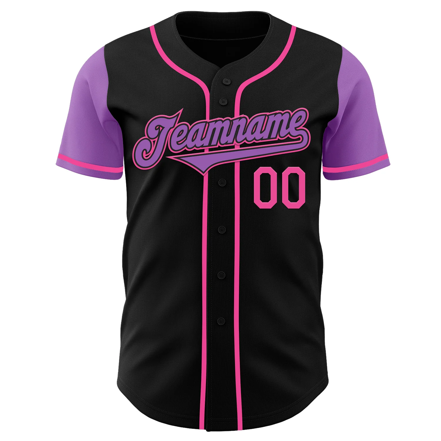 Custom Black Medium Purple-Pink Authentic Two Tone Baseball Jersey - Image 2