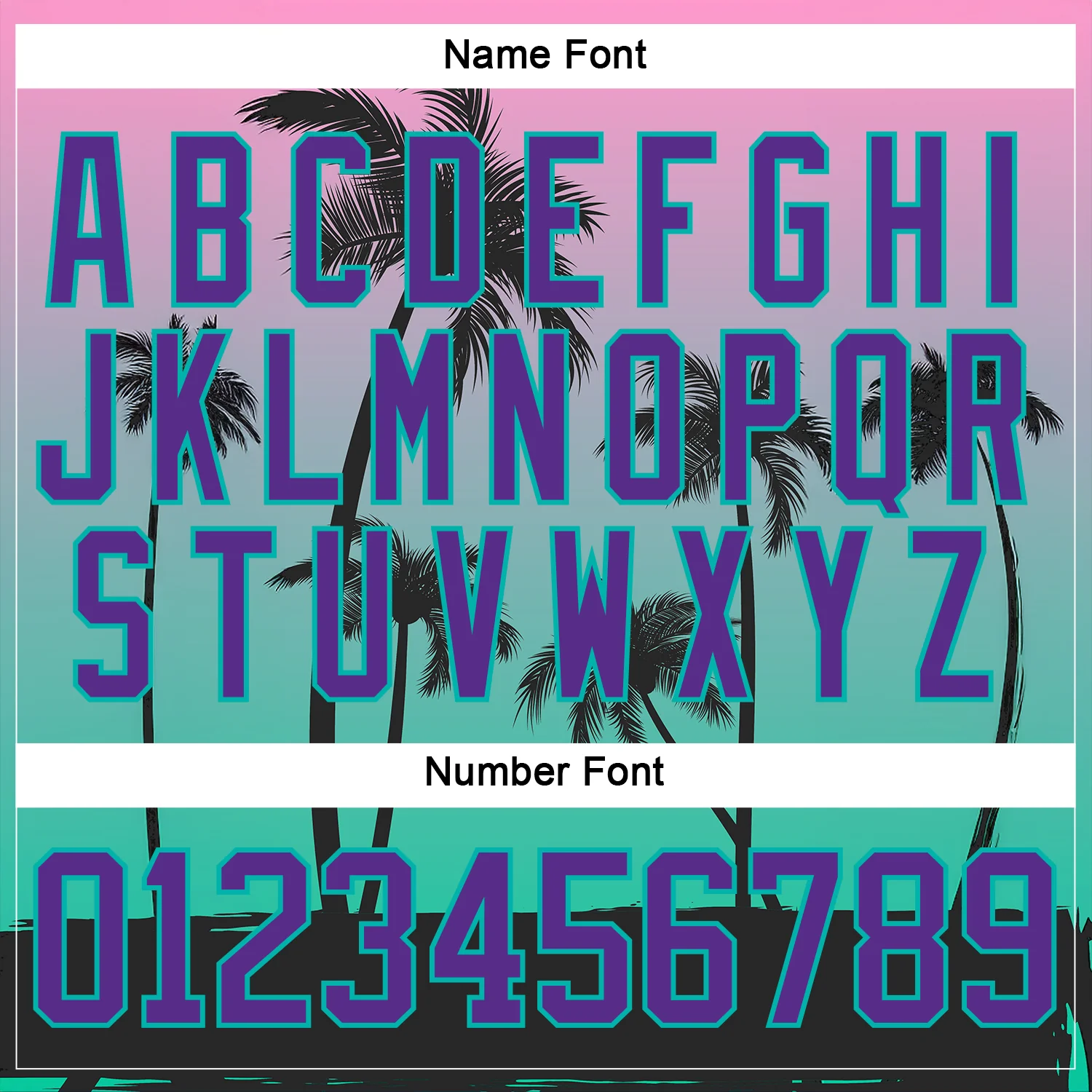 Custom Black Purple Pink-Aqua Gradient Hawaii Tropical Palm Trees Hockey Lace Neck Jersey - Image 5