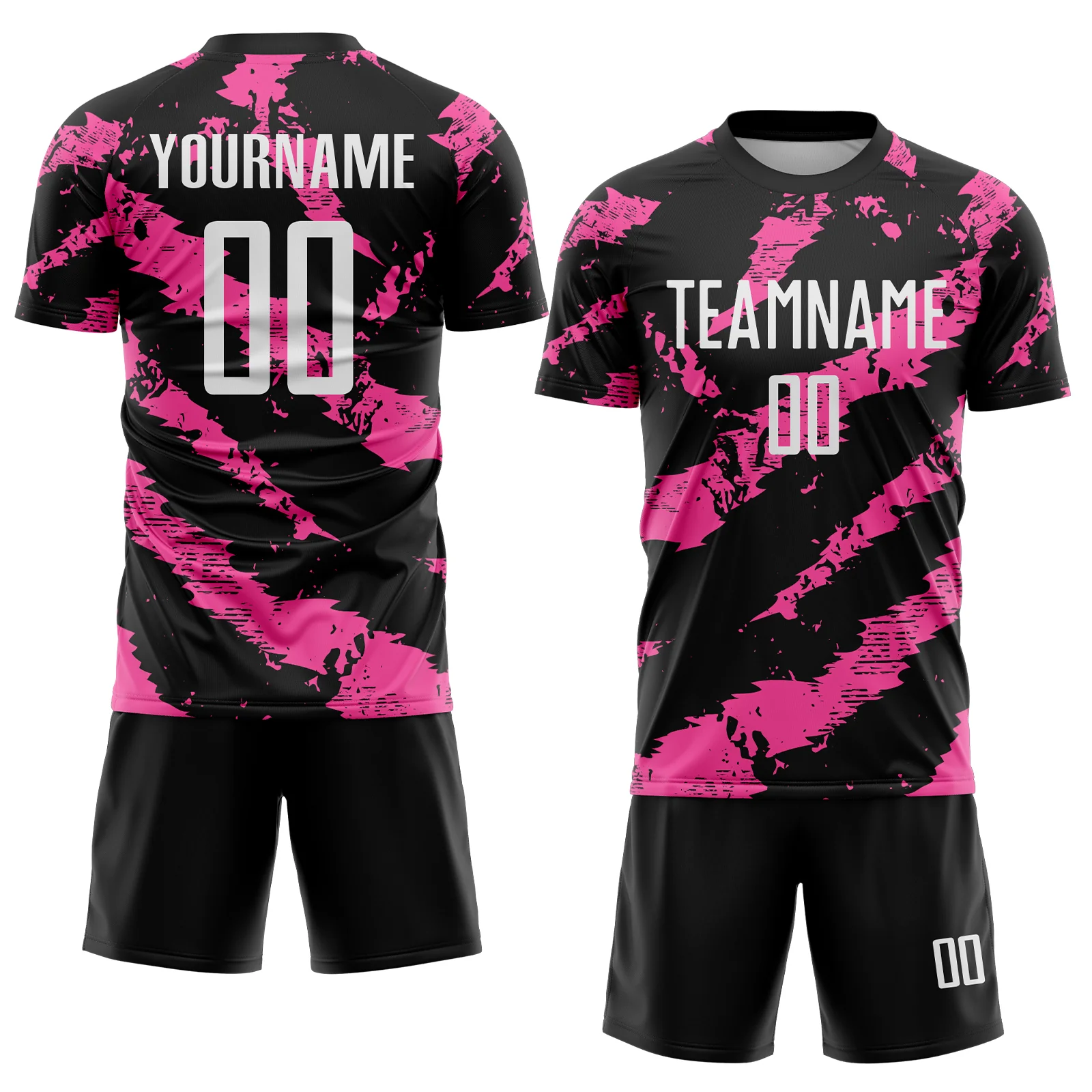 Custom Black White-Pink Colombia Brush Stroke Sublimation Soccer Uniform Jersey - Image 2