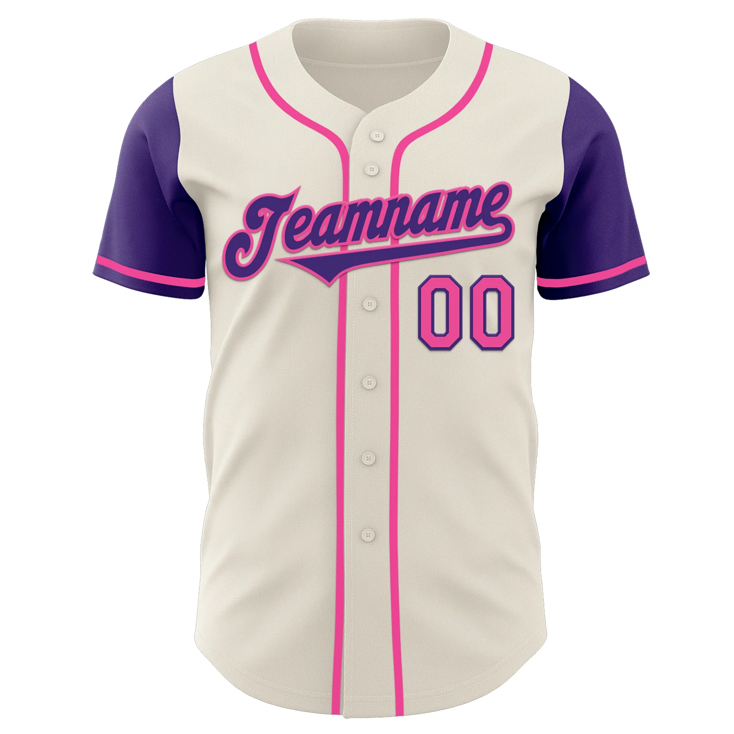 Custom Cream Purple-Pink Authentic Two Tone Baseball Jersey - Image 2